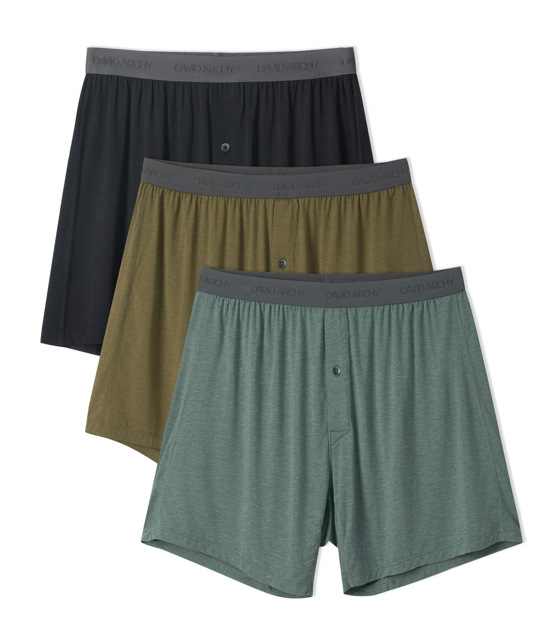 DAVID ARCHY Men's Bamboo Rayon Boxers Breathable Cooling Mens Boxer Shorts with Button Fly Relaxed Fit Underwear 3/4/5 Pack