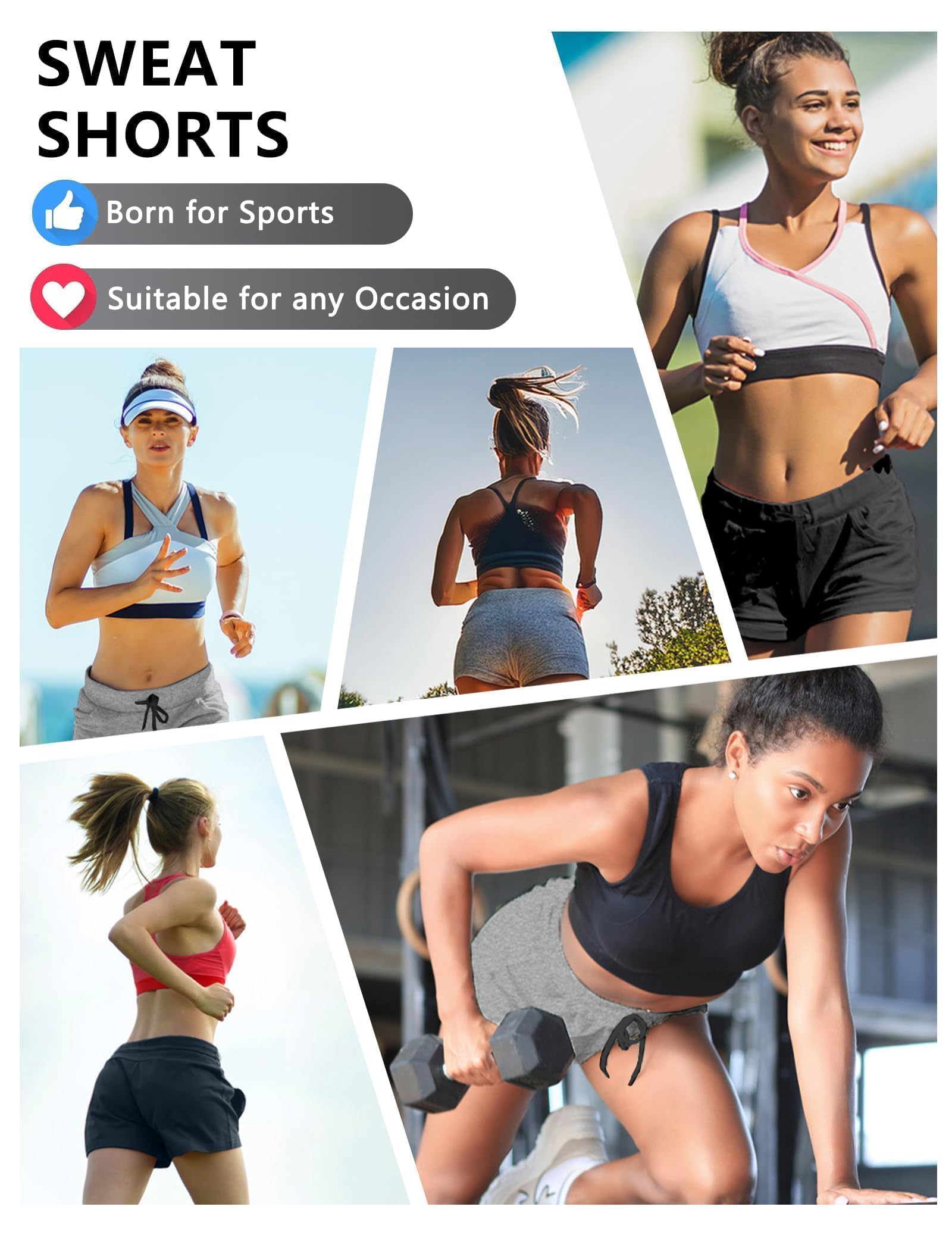 Dalavch 4 Pack Women's Summer Sweat Shorts Cotton Drawstring with Pockets | Comfy, Casual, Lounge, Sport, Athletic, Travel, Basketball, Jogger, Loose Fitting, Knit, Active Wear, Bermuda, Shorts