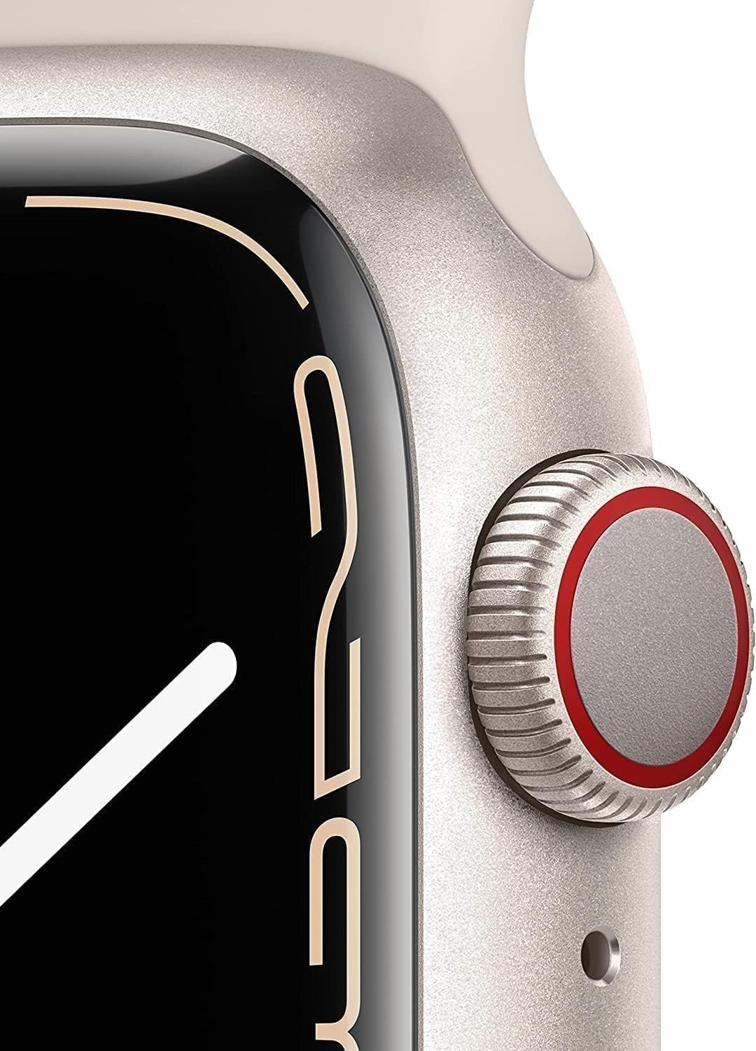 Apple Watch Series 7 (GPS, 41mm) Starlight Aluminum Case with Starlight Sport Band, Regular (Renewed)