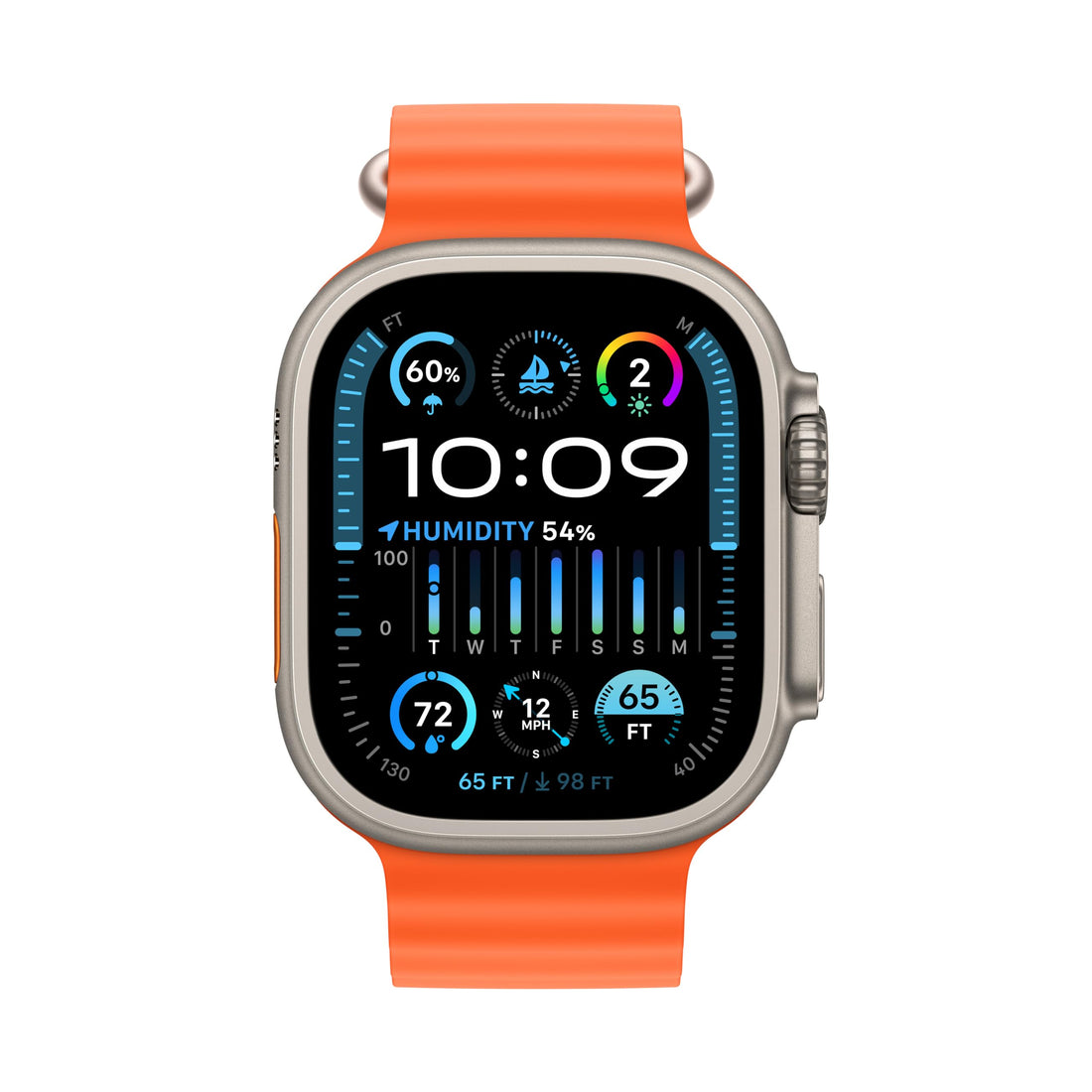 Apple Watch Ultra 2 [GPS + Cellular, 49mm] - Titanium Case with Blue Ocean Band, One Size (Renewed)