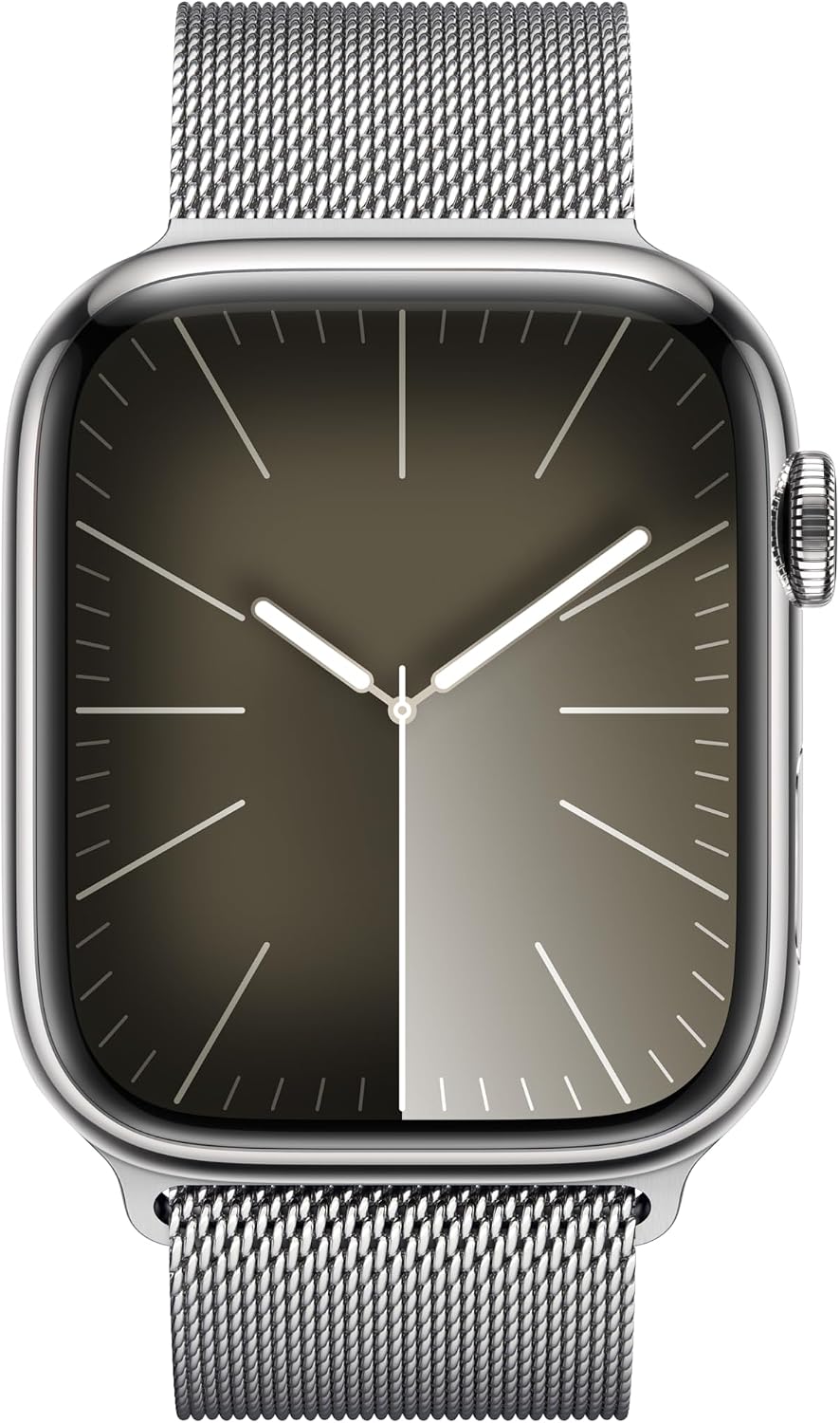 Apple Watch Series 9 [GPS + Cellular 45mm] Smartwatch with Silver Stainless Steel Case with Silver Milanese Loop. Fitness Tracker, Blood Oxygen & ECG Apps, Always-On Retina Display
