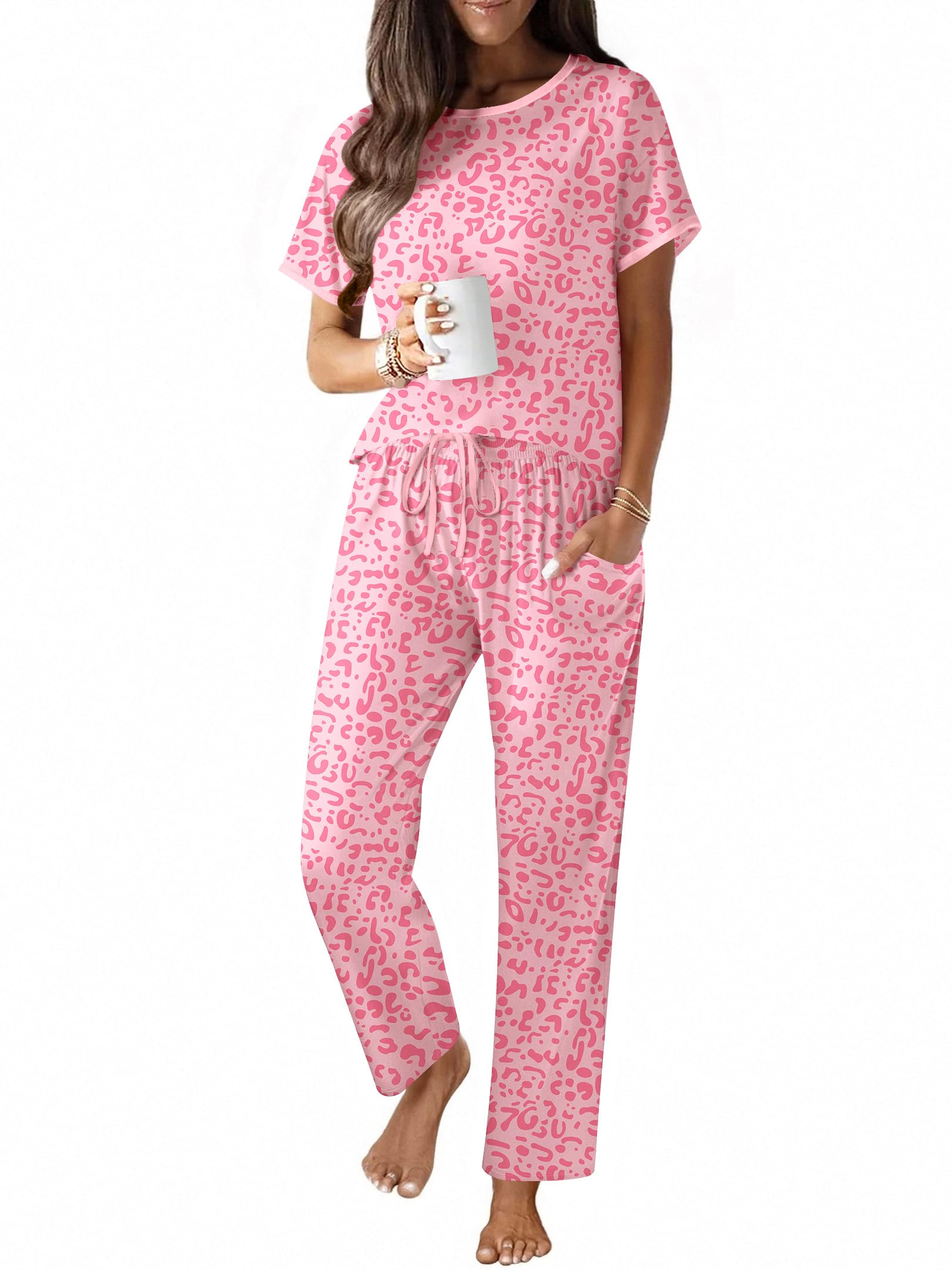 Ekouaer 2 Piece Cotton Pajamas for Women