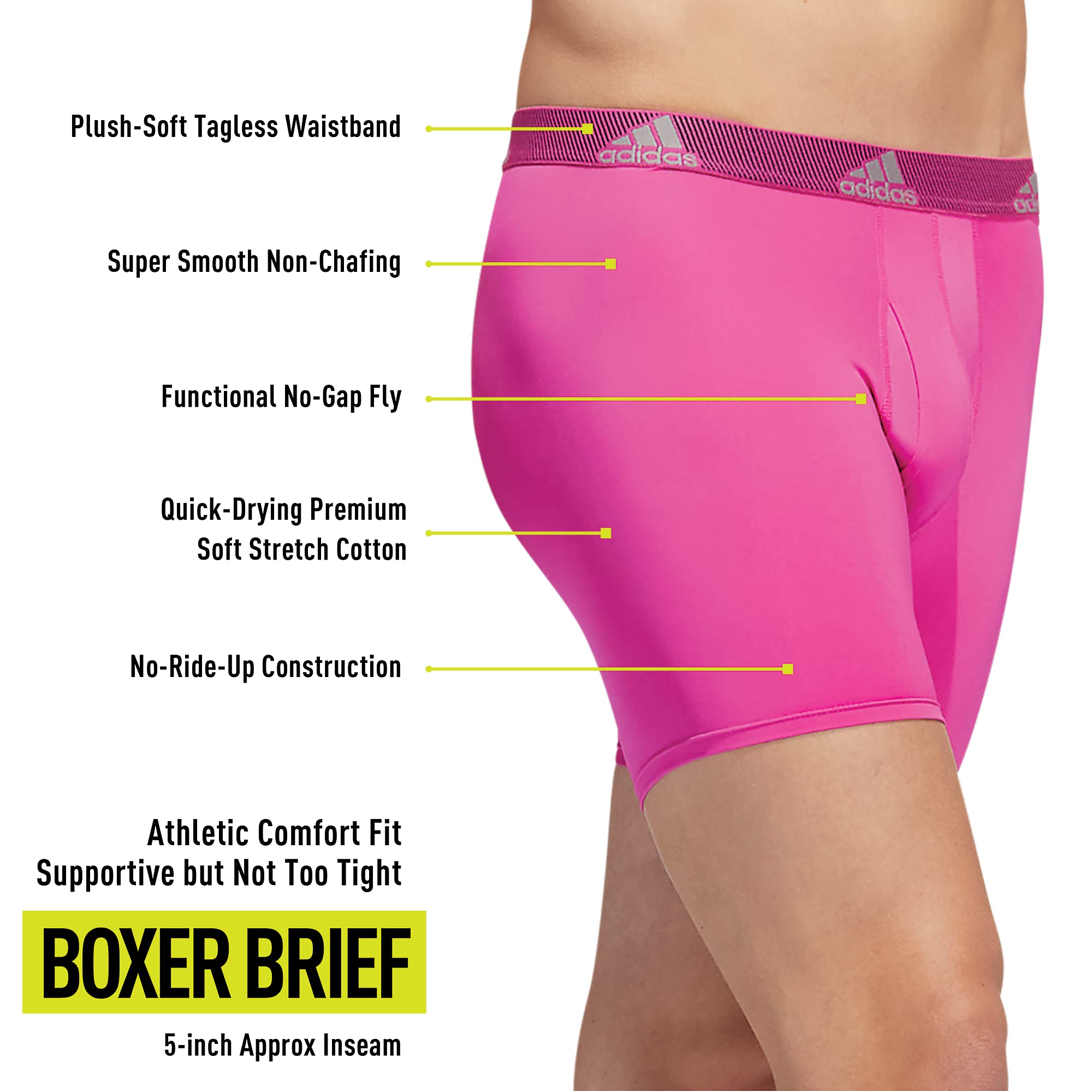 adidas Men's Microfiber Boxer Briefs Underwear (Multipack) Athletic Stretch-Fit