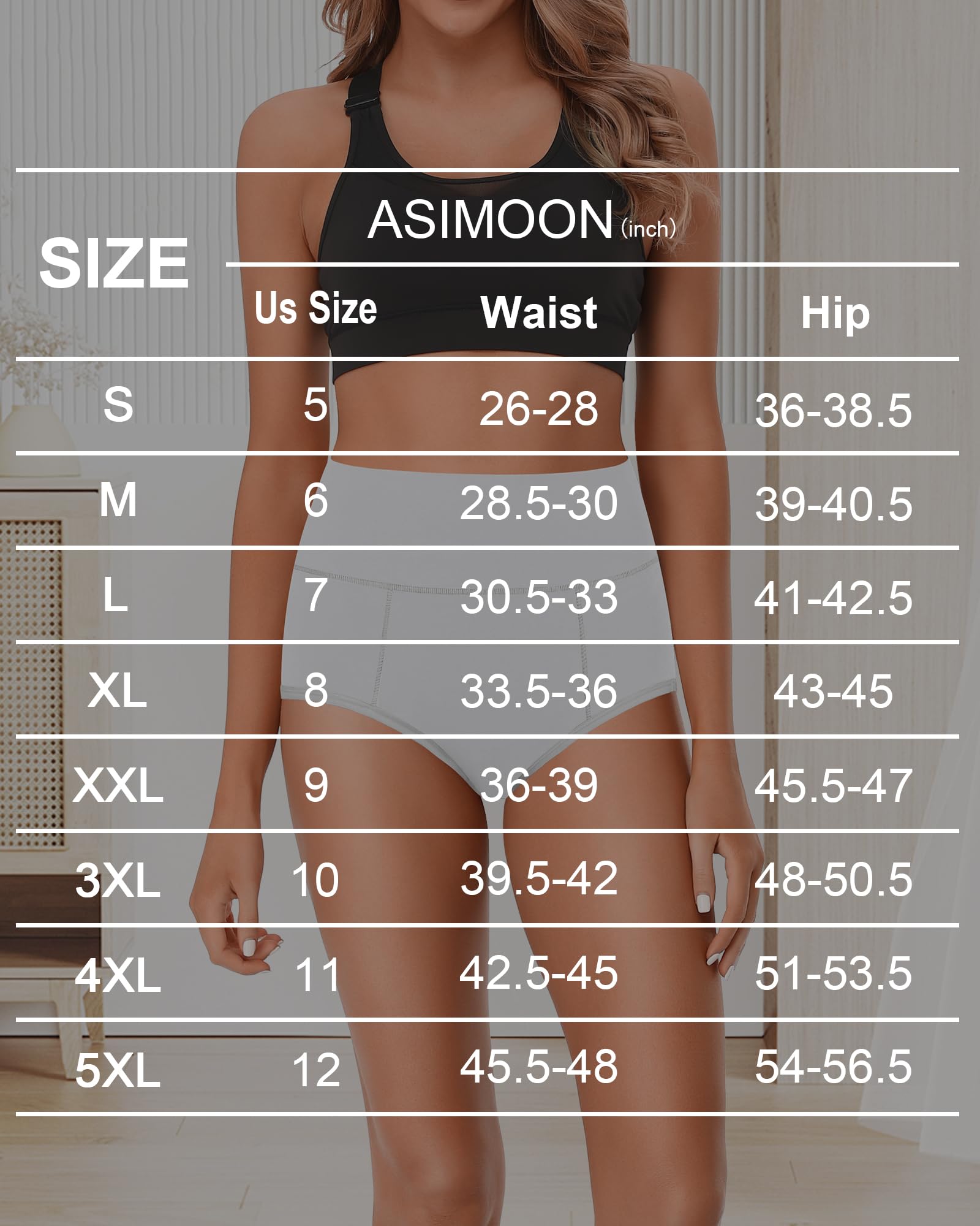 ASIMOON Tummy Control High Waisted Underwear for Women Cotton Plus Size Full Coverage Panties Ladies Briefs