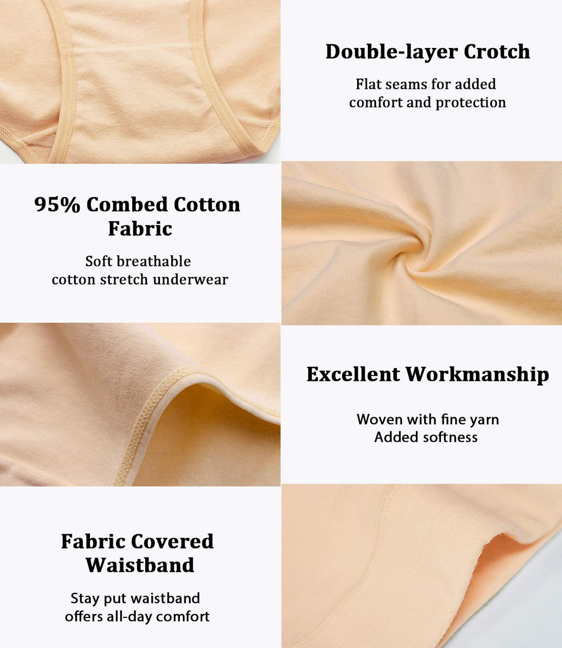 wirarpa Women's Underwear Cotton Mid Waisted Ladies Panties Full Coverage Briefs 4 Pack (Regular & Plus Size)