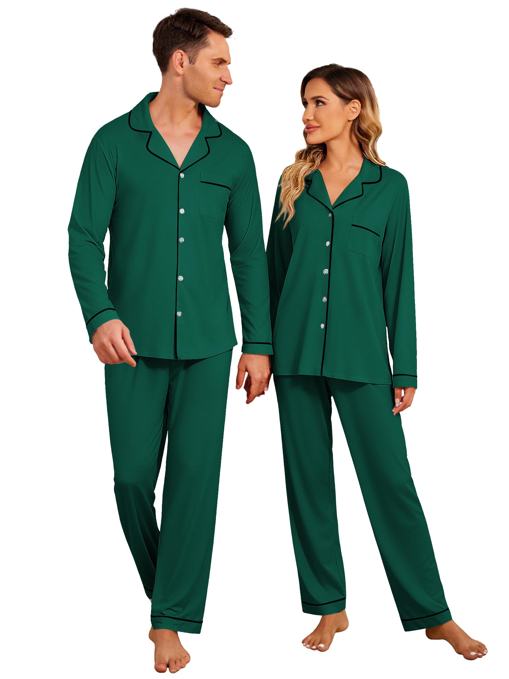 Ekouaer Christmas Family Matching Pajamas Long Sleeve Button Down Pj Set