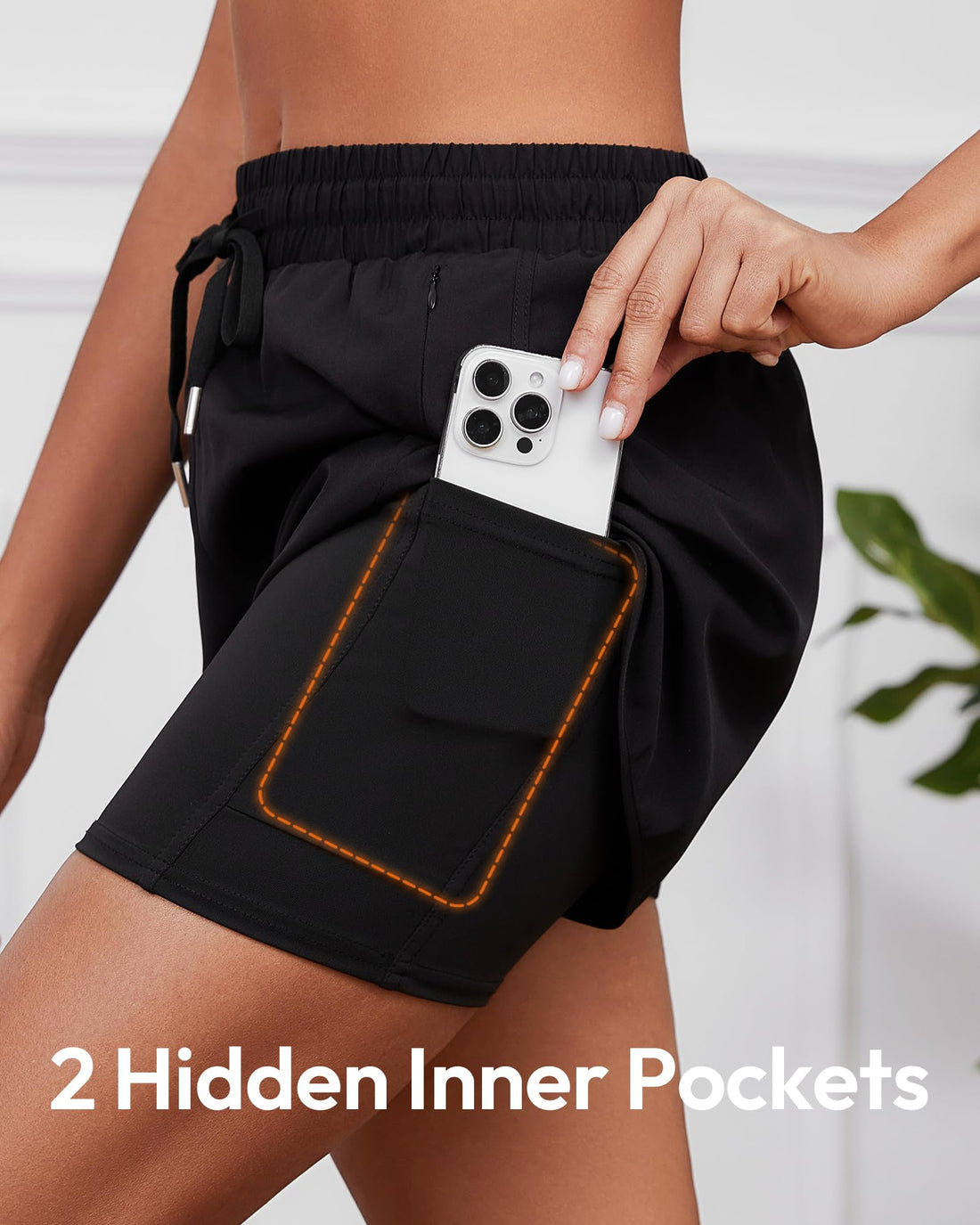 CE' CERDR 5 Pack Women's 2 in 1 Running Shorts High Waisted Athletic Workout Short for Gym Yoga with Liner 4 Pockets