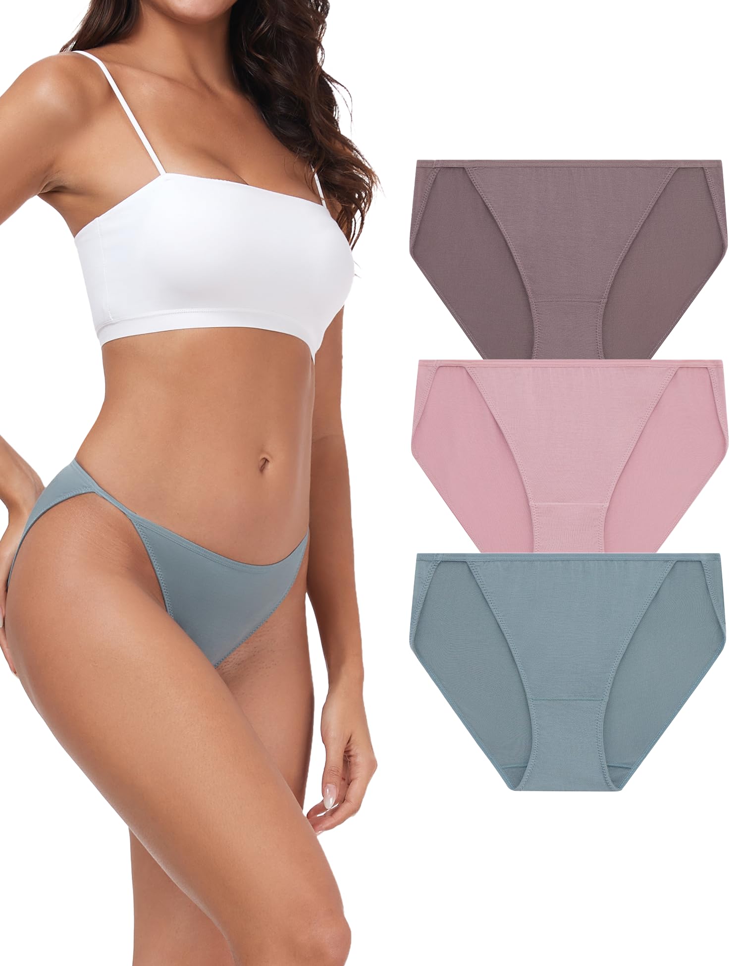 ANLIQI Women’s High Cut String Bikini Underwear Soft Modal Low Rise No Show Panties Plus Size Bikini Panties Multi Pack