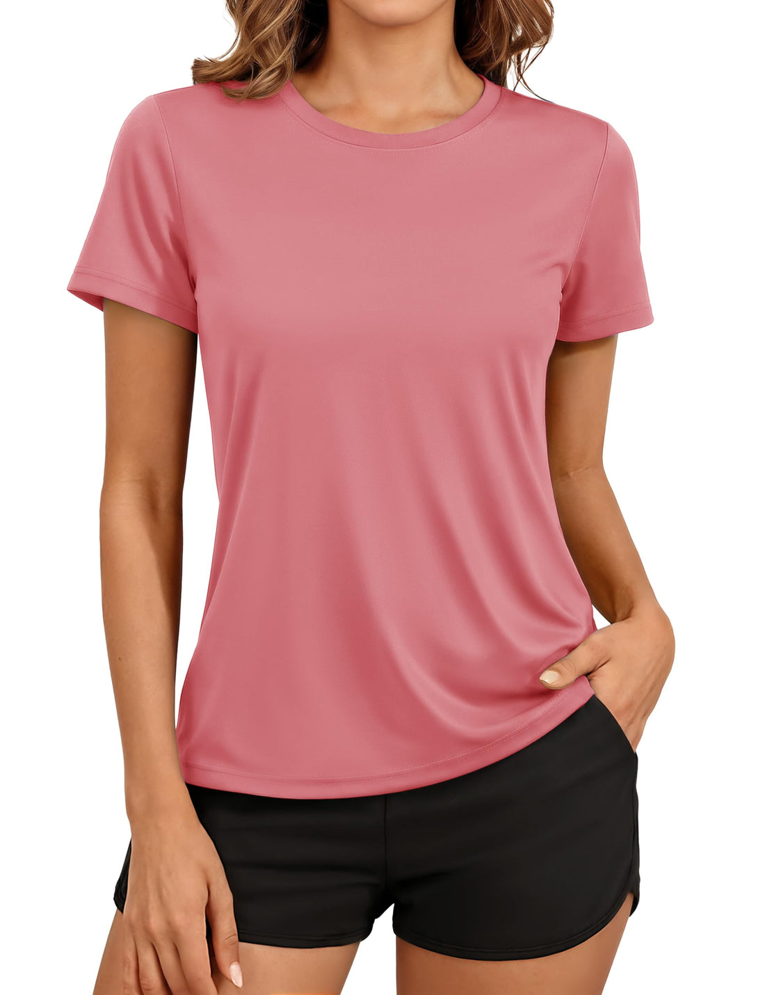 TACVASEN Women's Short Sleeve Workout Shirts UPF 50+ Sun Protection Quick Dry Athletic Tops for Running Gym Tee