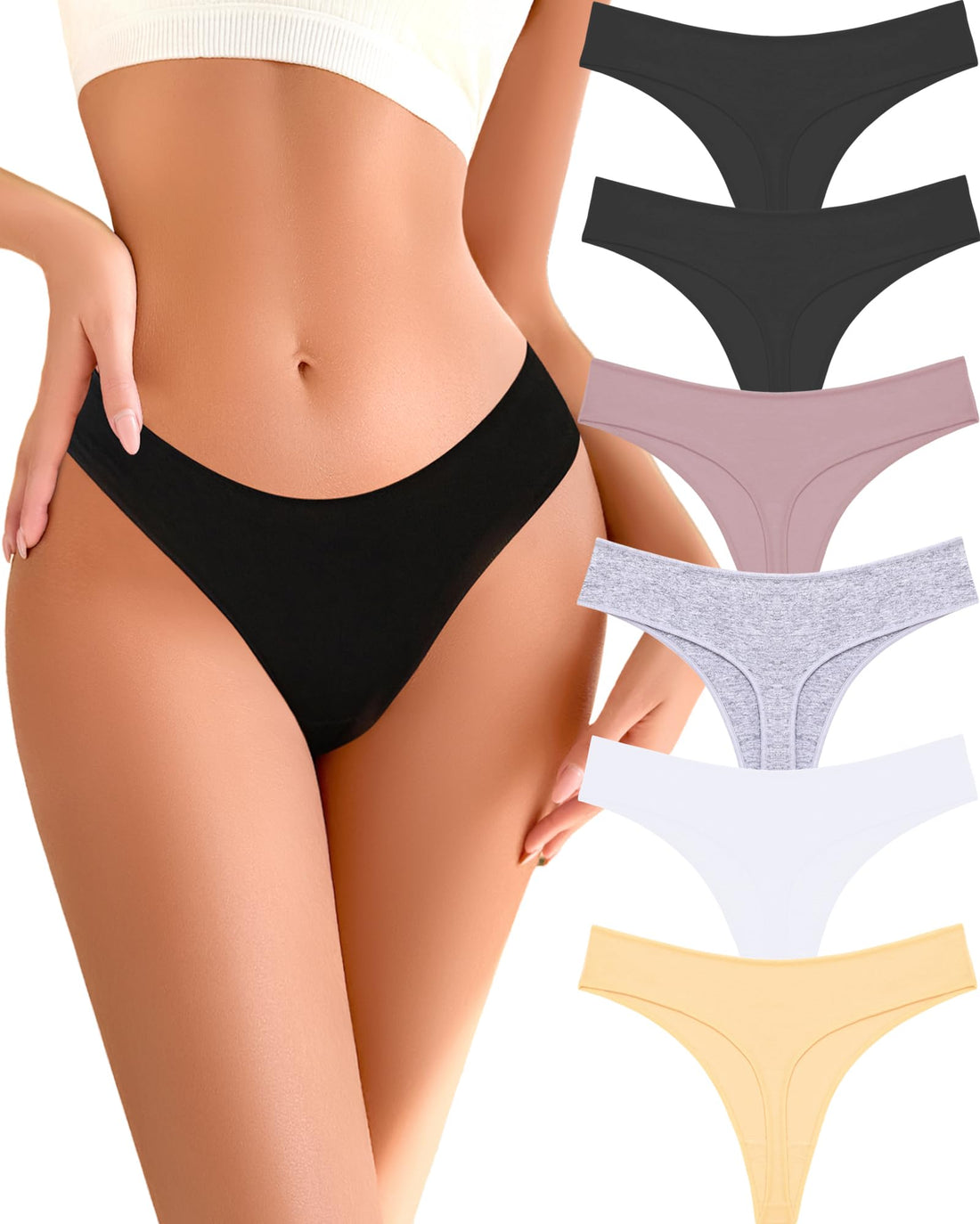 READY TO LOVE Cotton Underwear for Women Pack Breathable Thongs for Women Sexy Stretch Soft Womens Panties Thong XS-XL