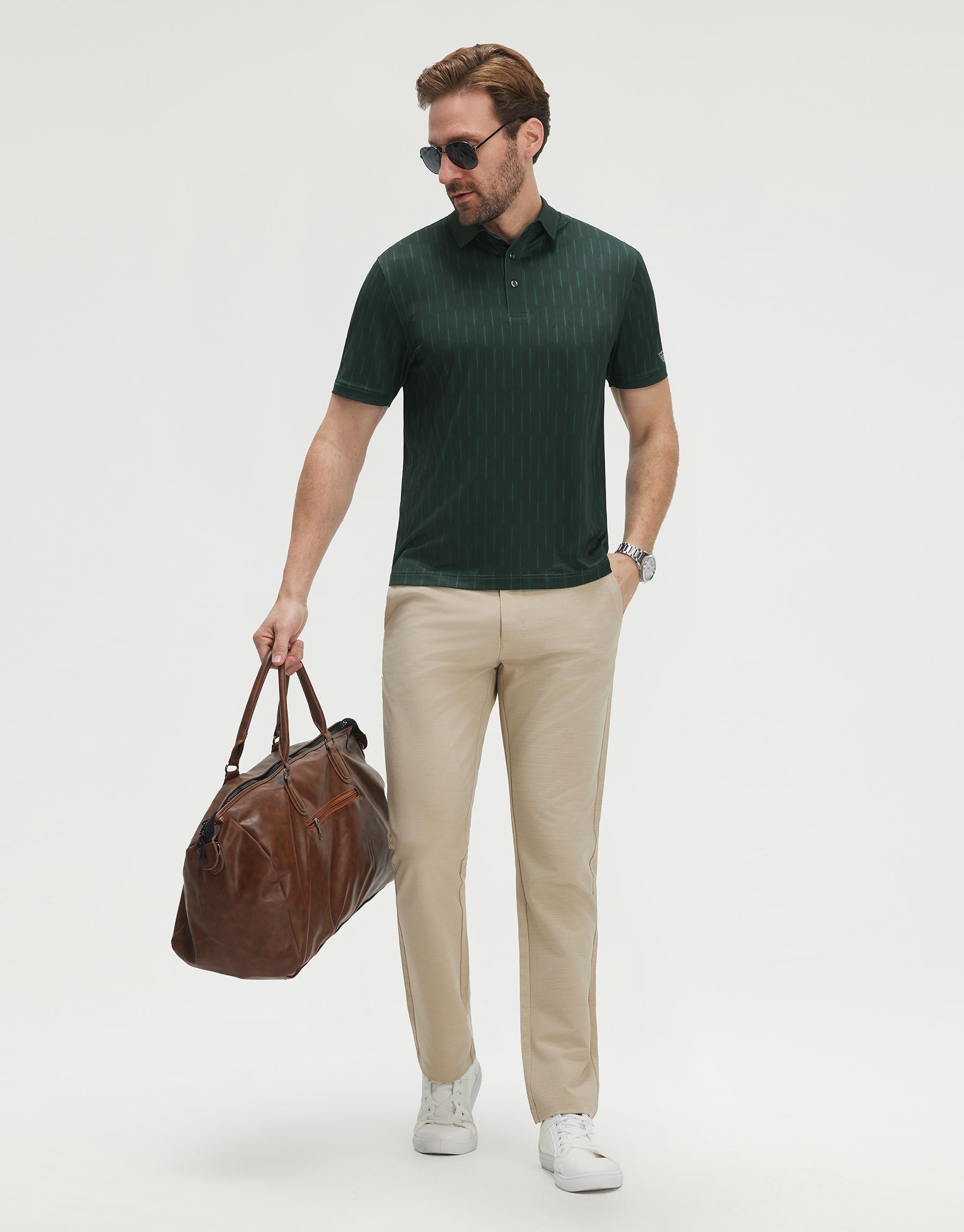 M MAELREG Golf Polo Shirts for Men Dry Fit Performance Lightweight Printing Contrast Collar Mens Golf Shirts Short Sleeve