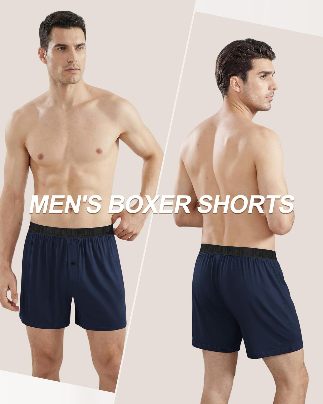 IGOLUMON Mens Boxer Shorts Underwear Soft Breathable Bamboo Rayon Boxers for Men Relaxed Fit Boxers with Button Fly 5 Pack