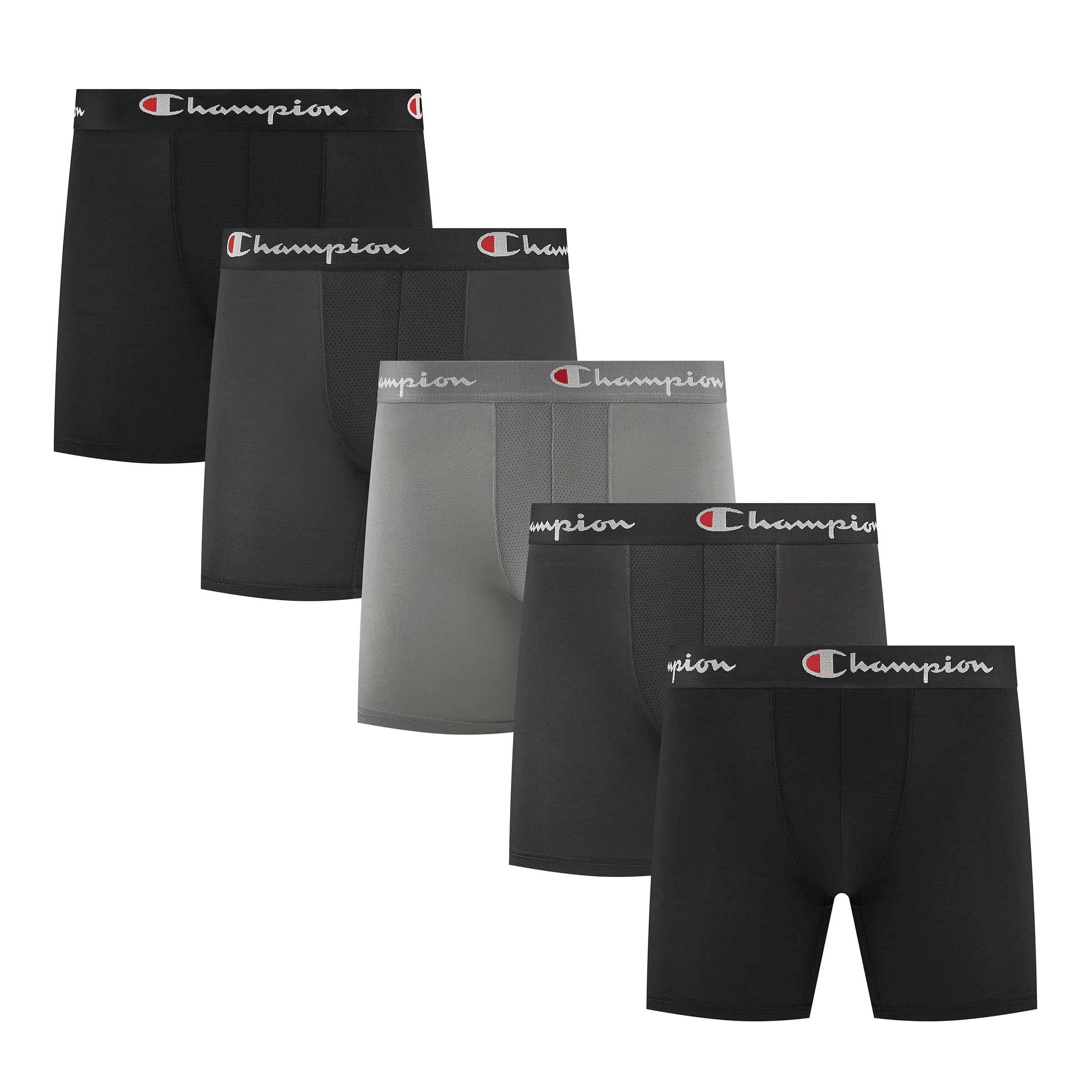 Champion Men's Performance Boxer Brief-5 Pack- With Moisture-wicking, Odor Control, Mesh Pouch & No Ride-up Fit (S–xl)