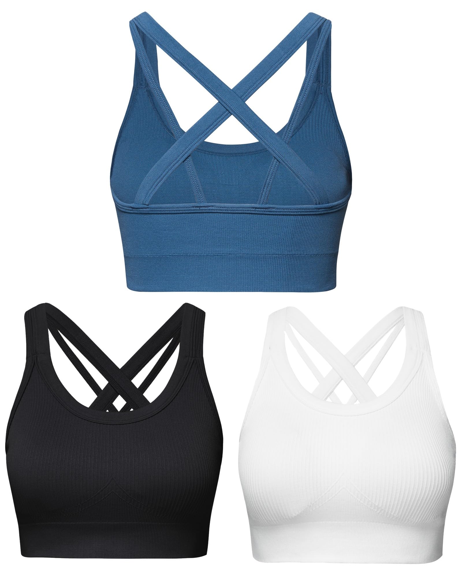 Sports Bras for Women HIigh Support, Criss-Cross Back Padded Strappy High Impact Sports Bras for Women Large Bust