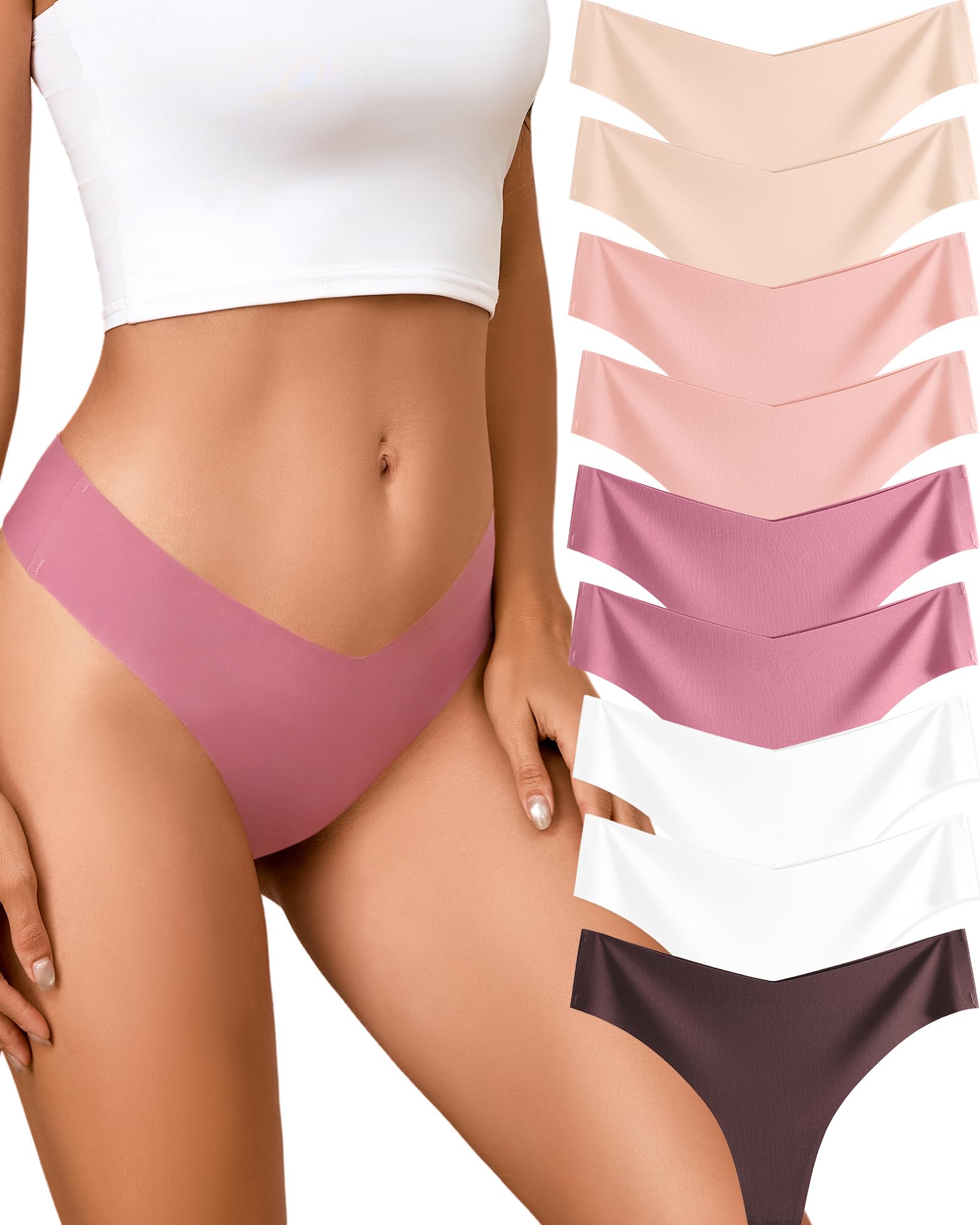 Take Talk Underwear Womens 9 Pack Seamless Thongs No Show Workout Panties | V-waisted Invisible Sexy Tangas,Lingerie for Women,for Workout Sets for Women,for Fitness Clothing,for Gym,Yoga,Running