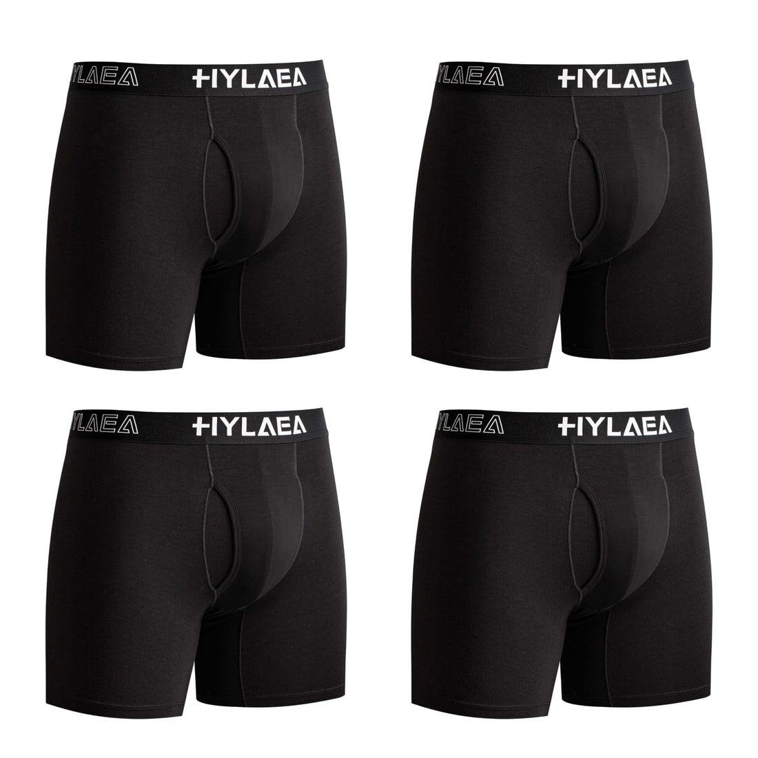 Hylaea Mens Bamboo Boxer Briefs, Breathable Moisture-Wicking Underwear | No Ride Up | 3D Pouch Support | Quick Dry | Anti-Odor | Tagless | Wide Waistband | Extended Leg Cut | Lightweight Fabric