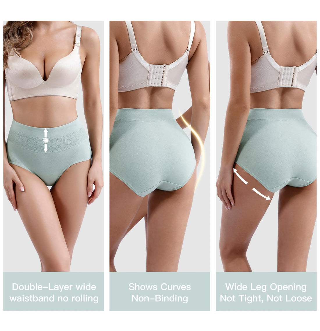 Women's Underwear Cotton Tummy Control High Waisted Underwear Soft Breathable Full Coverage Panties Multipack