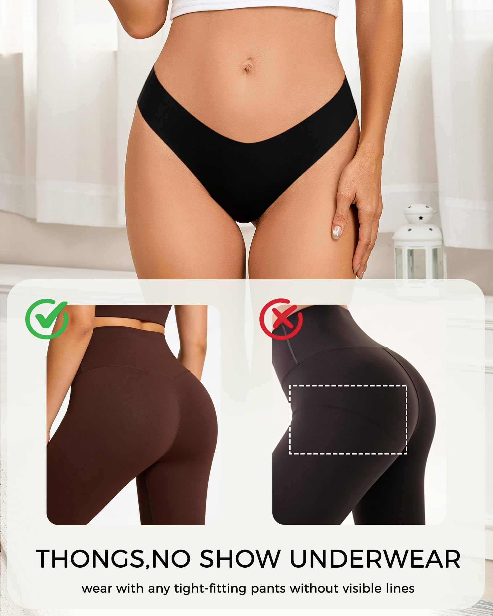 Take Talk Underwear Womens 9 Pack Seamless Thongs No Show Workout Panties | V-waisted Invisible Sexy Tangas,Lingerie for Women,for Workout Sets for Women,for Fitness Clothing,for Gym,Yoga,Running