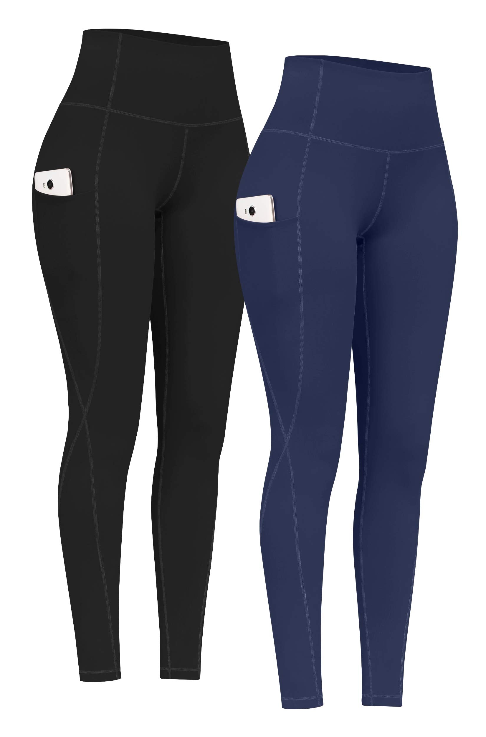 PHISOCKAT 2 Pack High Waist Yoga Pants with Pockets Tummy Control Leggings | Compression Leggings For Women,Non See-Through,4 Way Stretch,Breathable Fabric, Workout Leggings