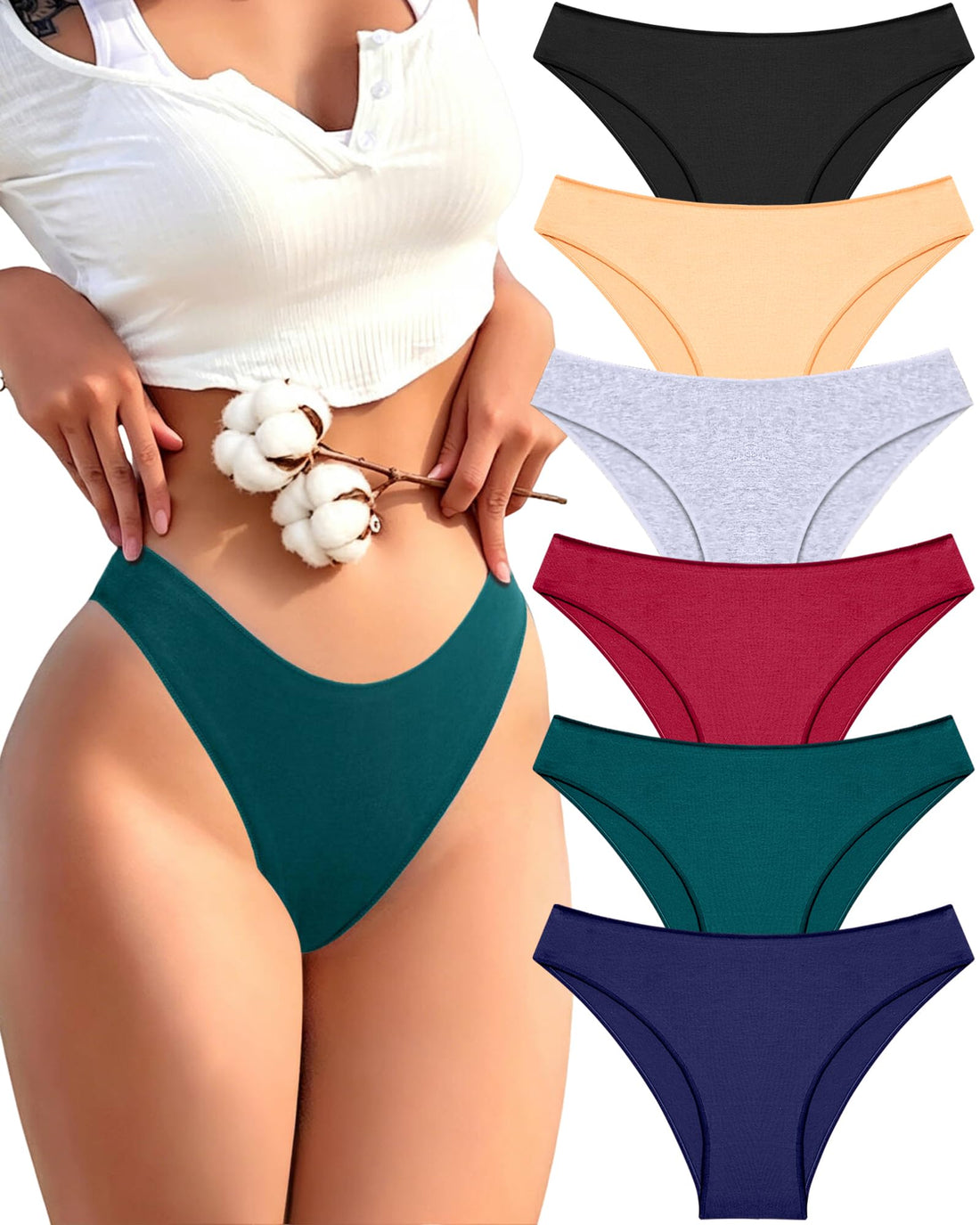 FINETOO Cotton Underwear for Women Sexy Cheeky Bikini Panties Lingerie