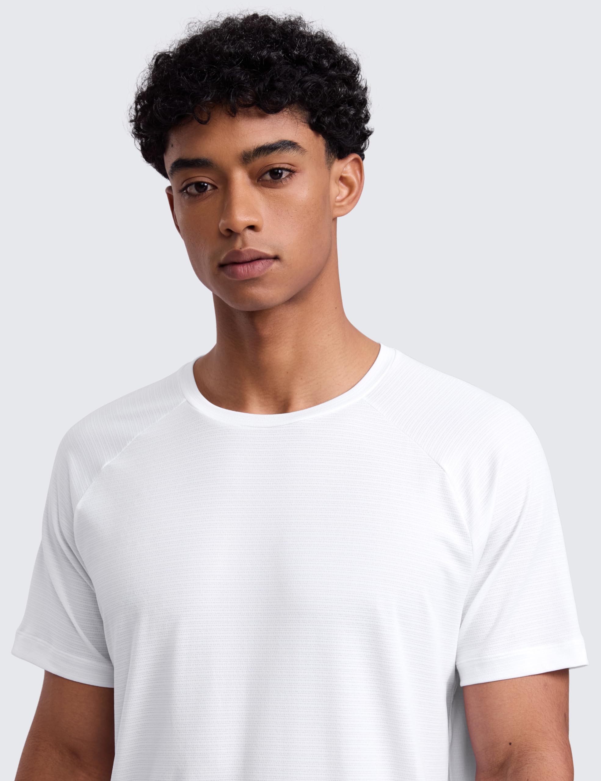 CRZ YOGA Breathable Texture Crewneck T-Shirts | Workout, Quick Dry, Lightweight, Classic Fit, Round Scallop Back, Short Sleeve Shirts for Men