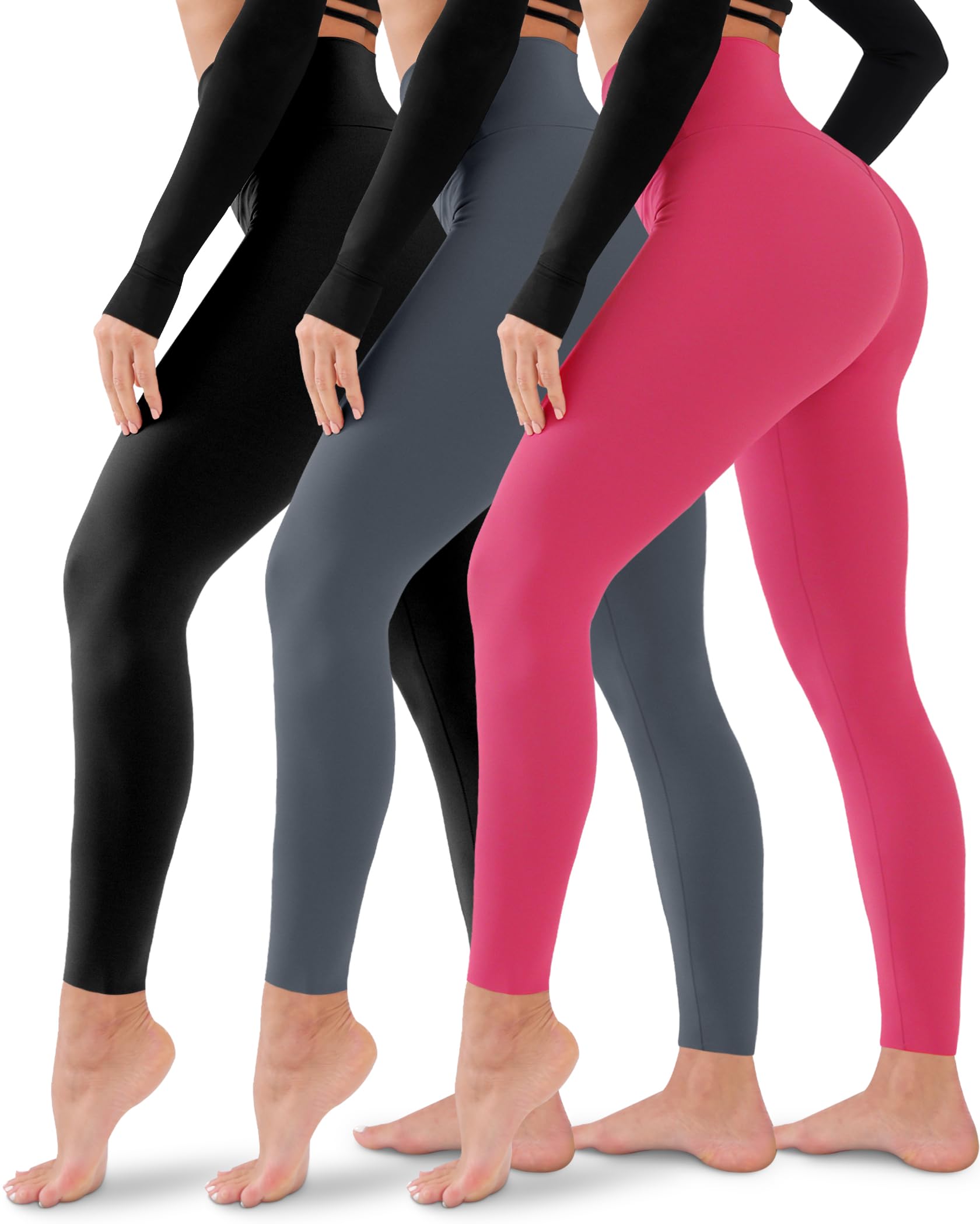 3 Pack Leggings for Women-No See-Through High Waisted Tummy Control Yoga Pants Workout Running Legging