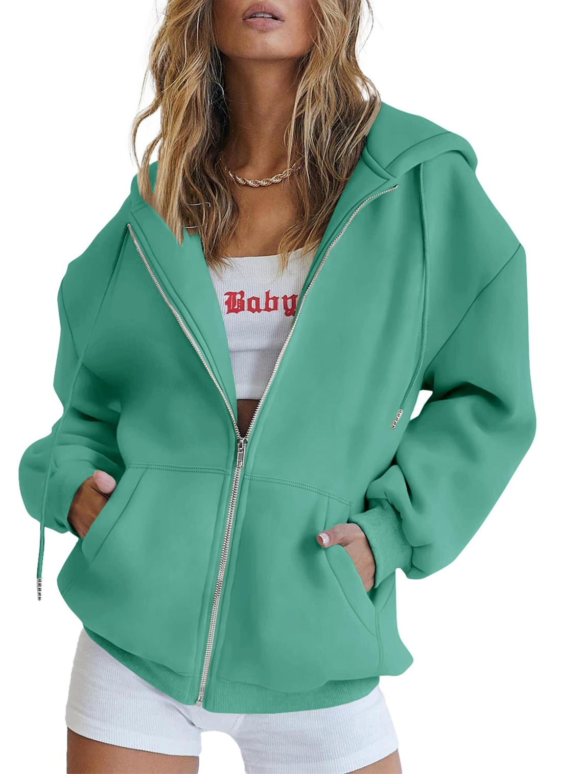 PRETTYGARDEN Women's Fall Zip Up Hoodies Sweatshirts | Comfy Fleece Lined, Long Sleeve Pockets, Drawstring Hooded, Loose Fit, Trendy Y2K, Track Jackets, Spring Winter Clothing