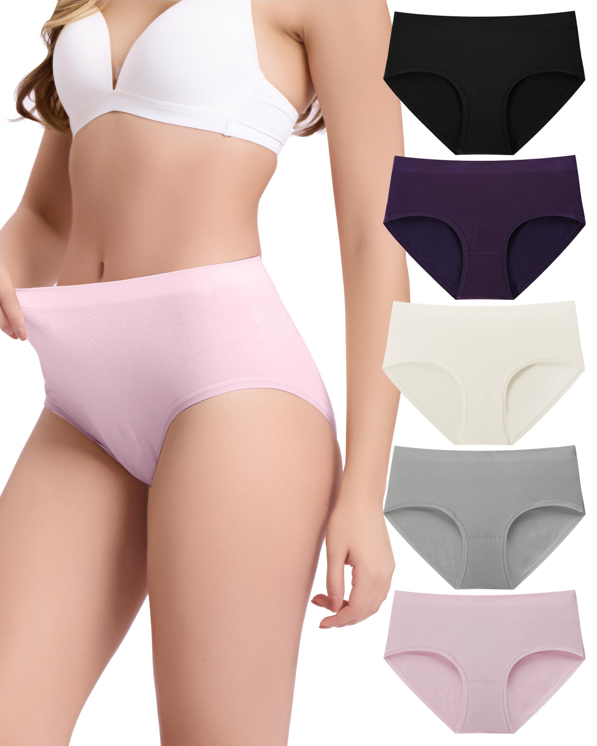 BAMBOO COOL Women's Underwear Ladies Brief Seamless Panties Moisture Wicking Stretchy Full Coverage