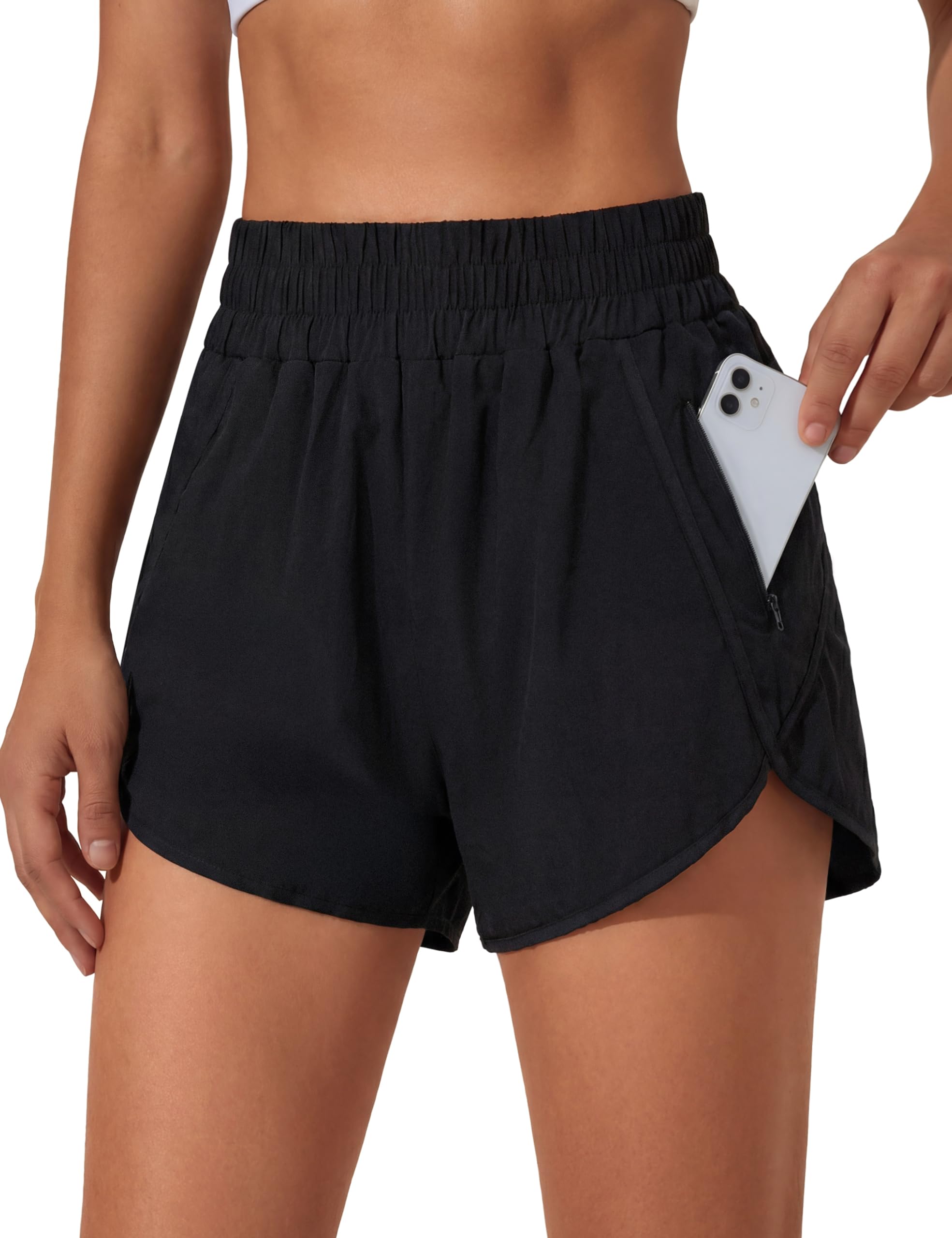 BMJL Women's Running Shorts Elastic High Waisted with Pockets, 2.5" Sporty Workout Quick Dry Athletic Shorts