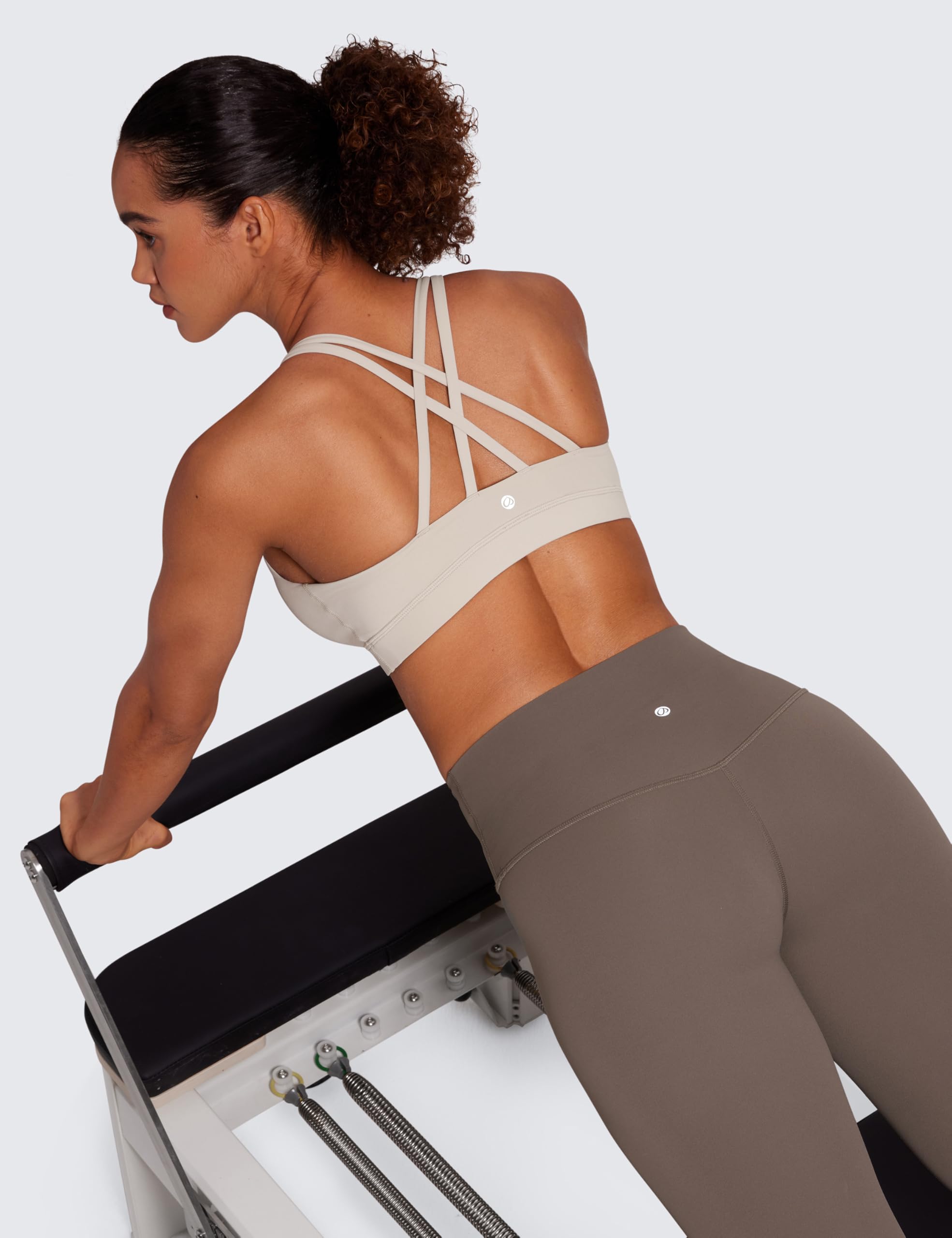 CRZ YOGA Naked Feeling Strappy Sports Bras | Medium Support, Removable Pads, Yoga, Sleek, Scoop Neck, for Women