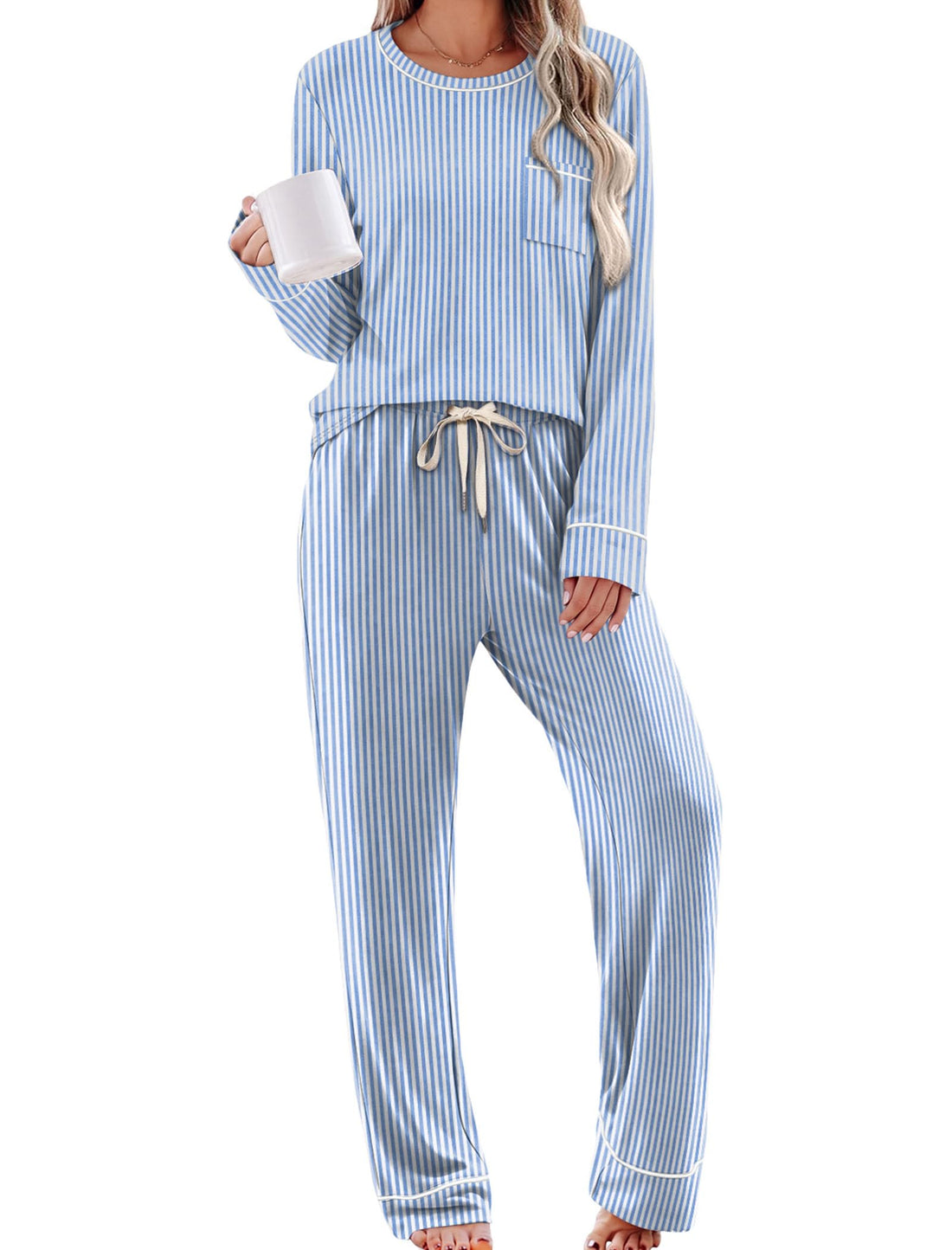 WIHOLL Pajamas for Women Set Soft Pjs Long Sleeve Two Piece Lounge Sets