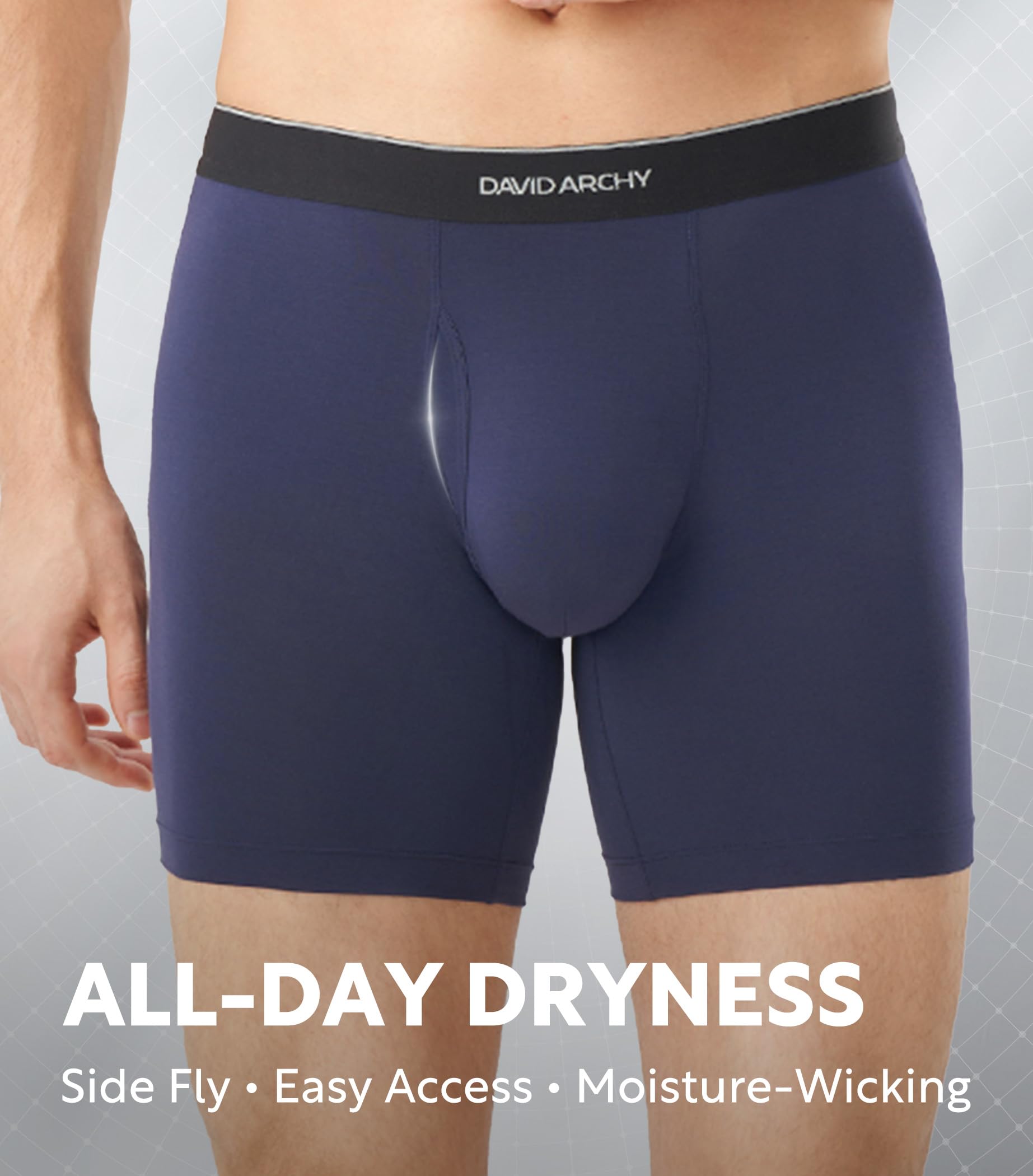 DAVID ARCHY Mens Underwear Breathable Silky Soft Modal Boxer Briefs for Men Pack 4, Wide Waistband No Ride Up