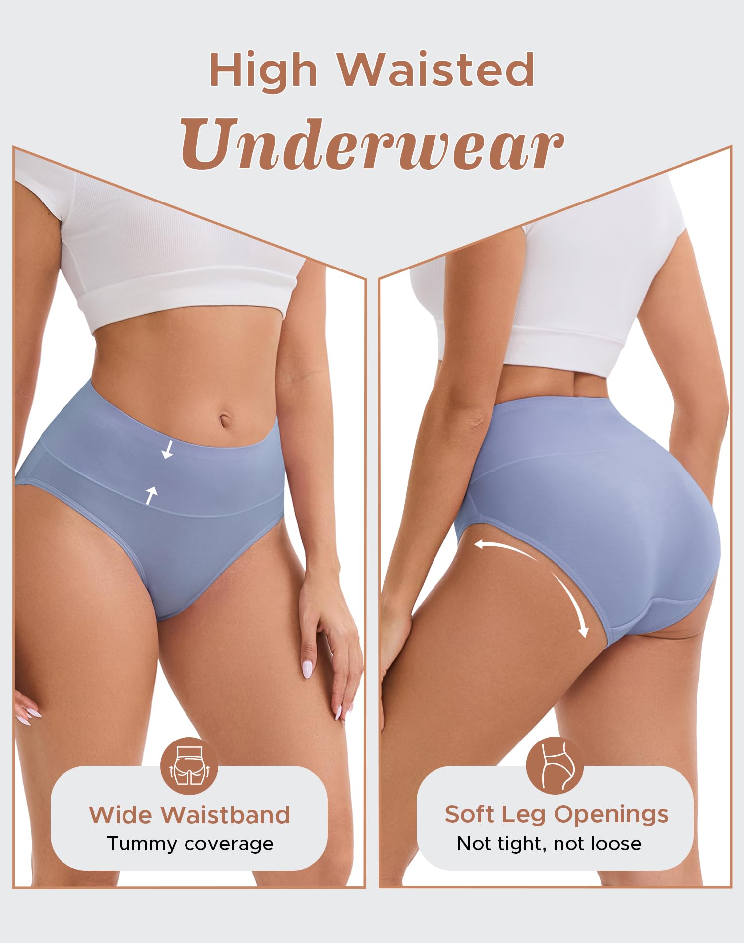 INNERSY Women's Modal Underwear Soft High Waist Briefs 4-Pack