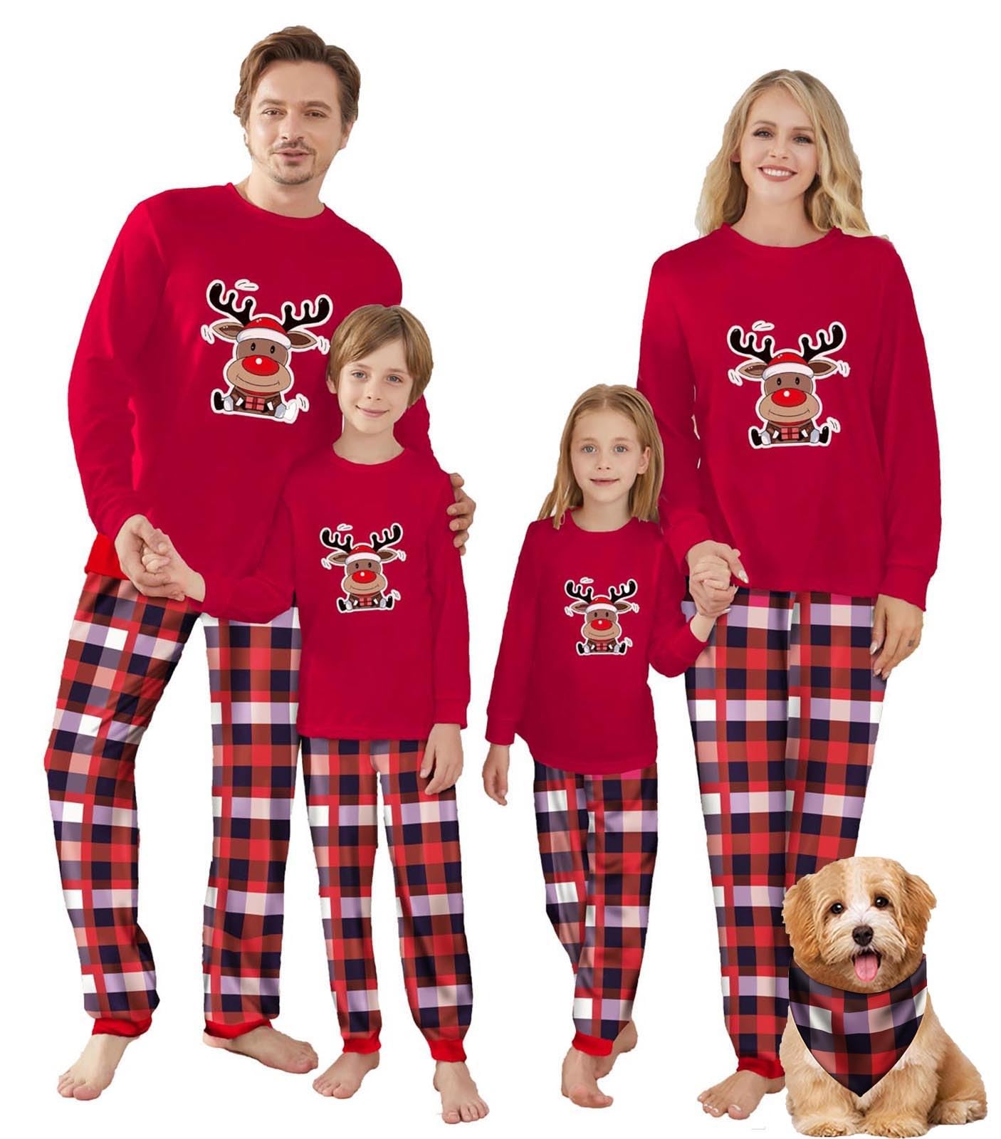 OAKFashion Christmas Pajamas for Family, Xmas Pajamas Family Christmas Pjs Matching Sets Holiday Nightwear Jammies