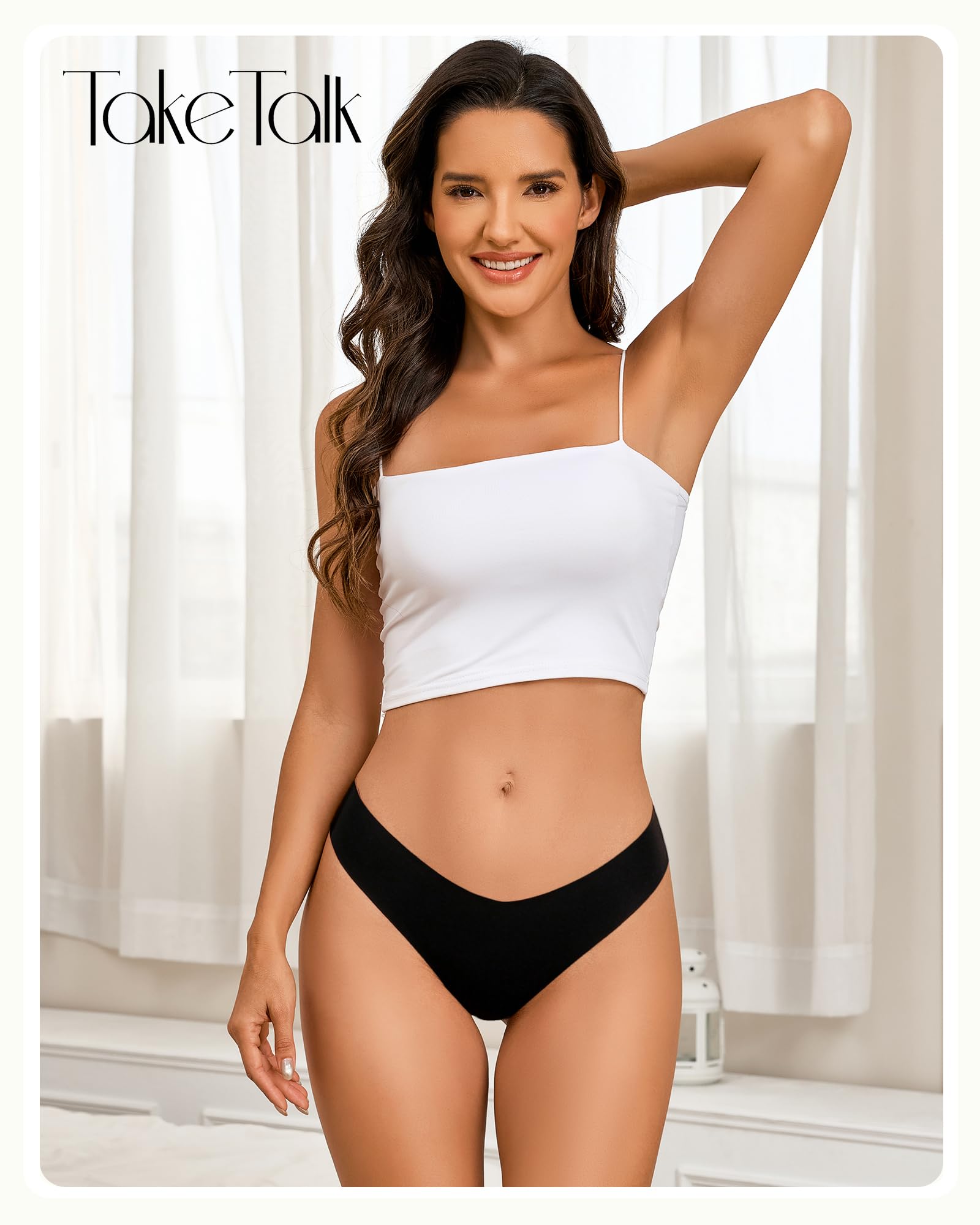 Take Talk Underwear Womens 9 Pack Seamless Thongs No Show Workout Panties | V-waisted Invisible Sexy Tangas,Lingerie for Women,for Workout Sets for Women,for Fitness Clothing,for Gym,Yoga,Running
