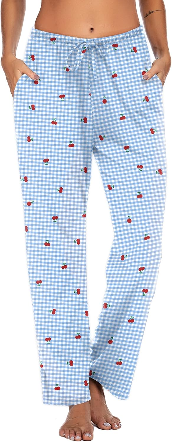 Ekouaer Women Pajama Pants Comfy Pj Bottom with Pockets Stretch Plaid Sleepwear