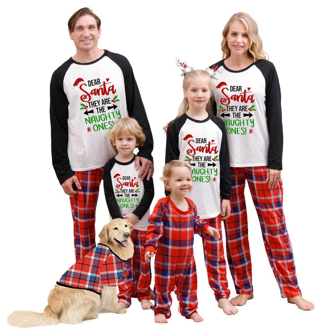 OAKFashion Christmas Family Pajamas Holiday Christma Pajama Family Matching Pjs Set Sleepwear Xmas Jammies