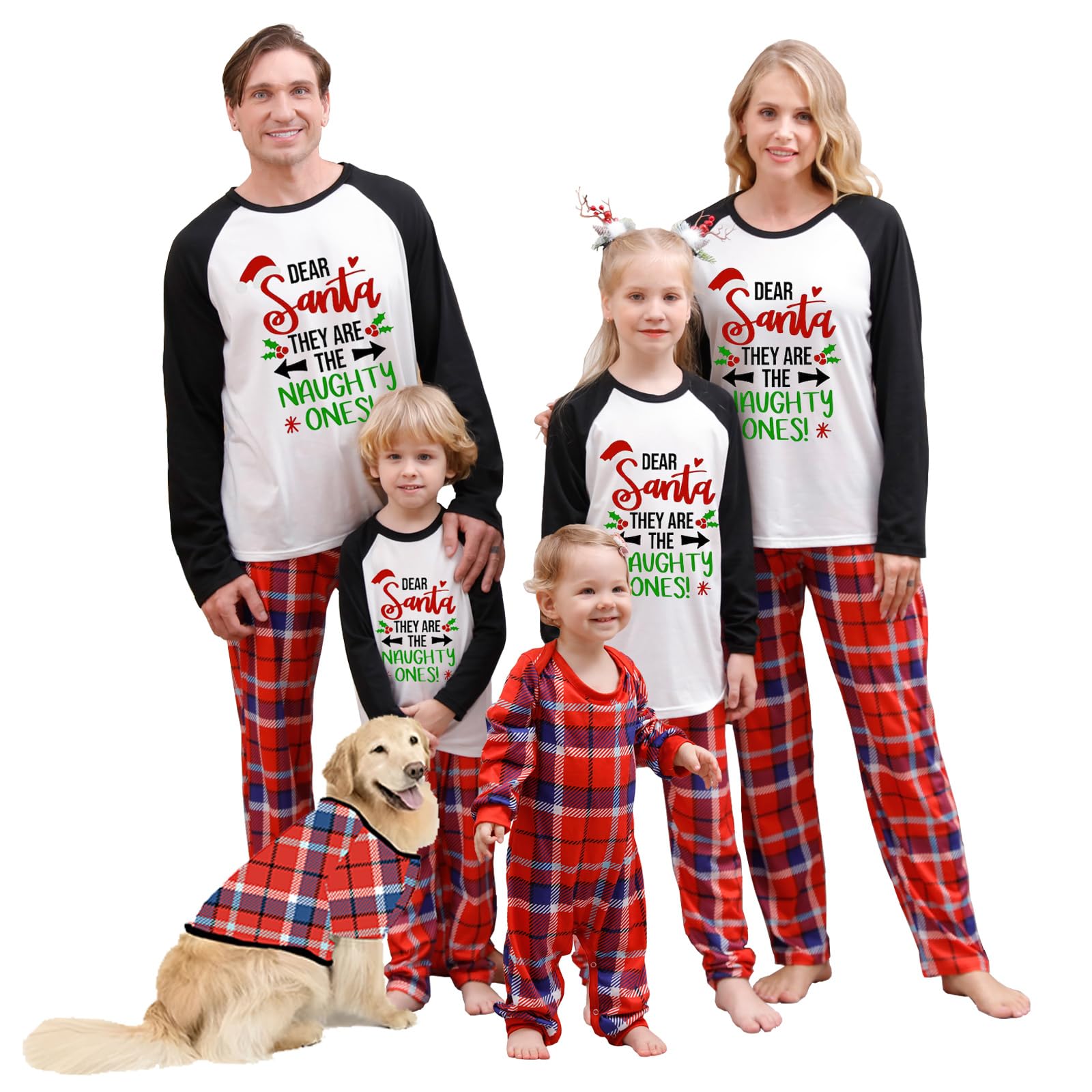 OAKFashion Christmas Family Pajamas Holiday Christma Pajama Family Matching Pjs Set Sleepwear Xmas Jammies