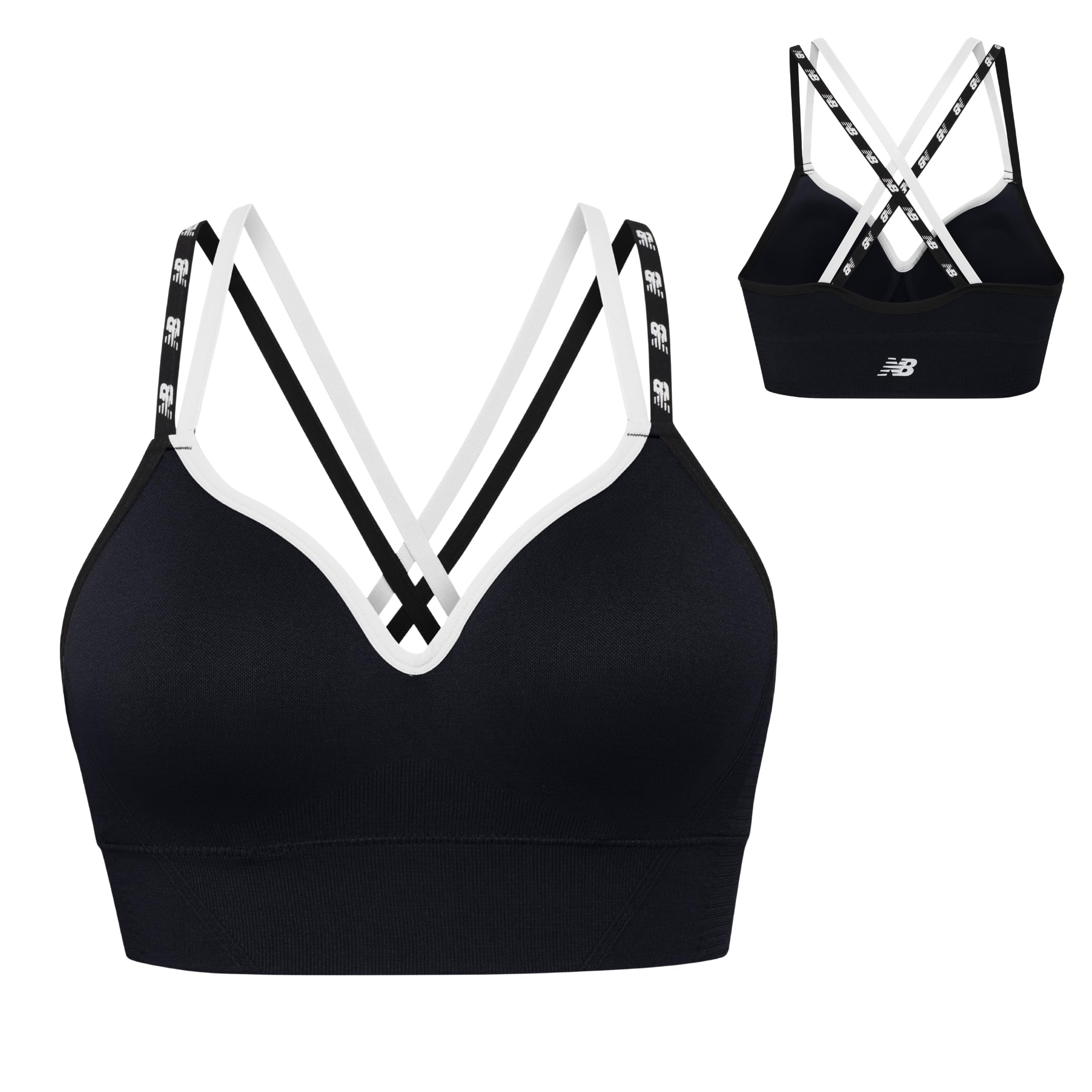 New Balance Women's Sports Bra with Molded Cups, High Impact Athletic Workout Set, Crisscross Strap, Seamless Bra for Women,