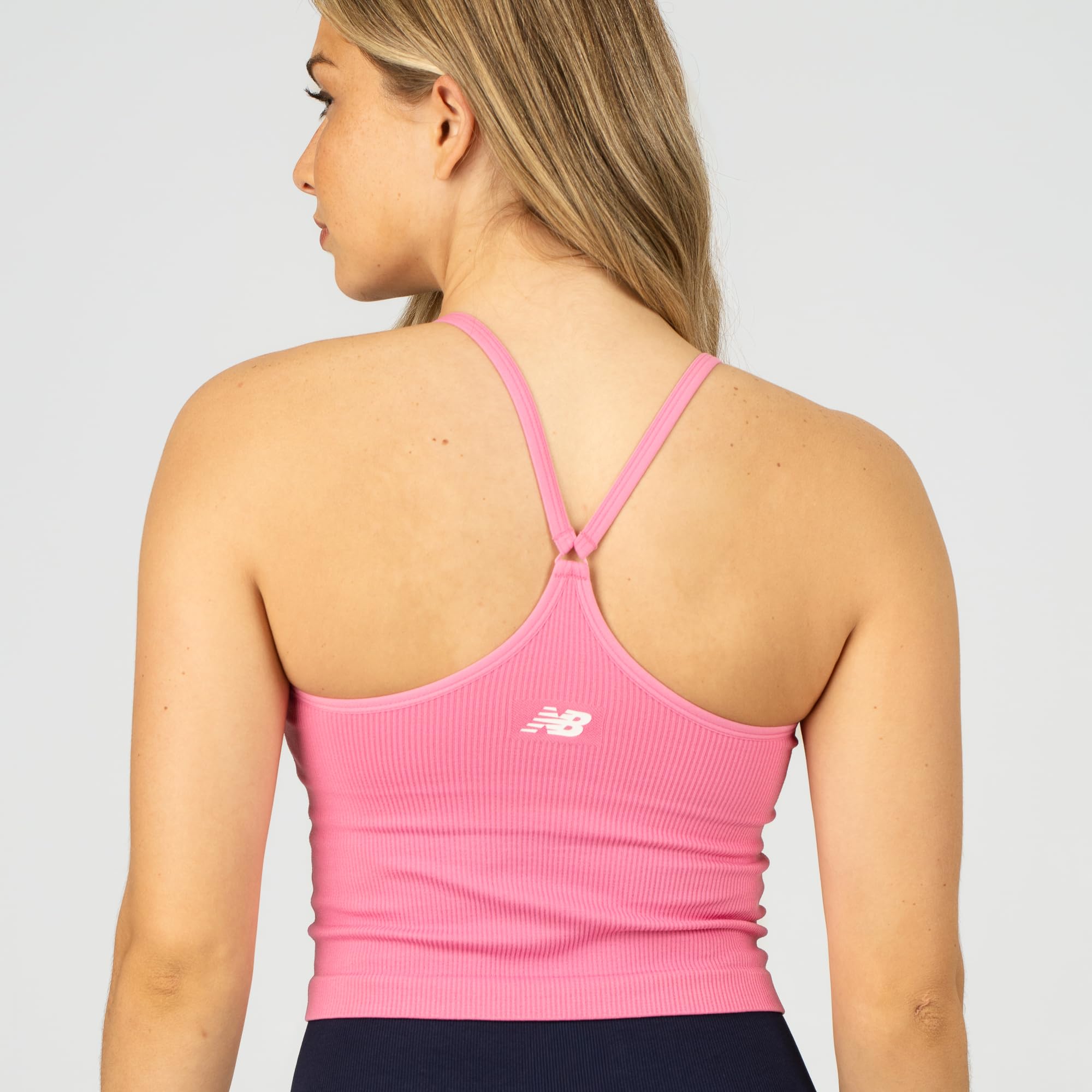 New Balance Women's Yoga Back Crop Top with Built-in Sports Bra, Cami Top for Running, Workouts, Activewear for Women