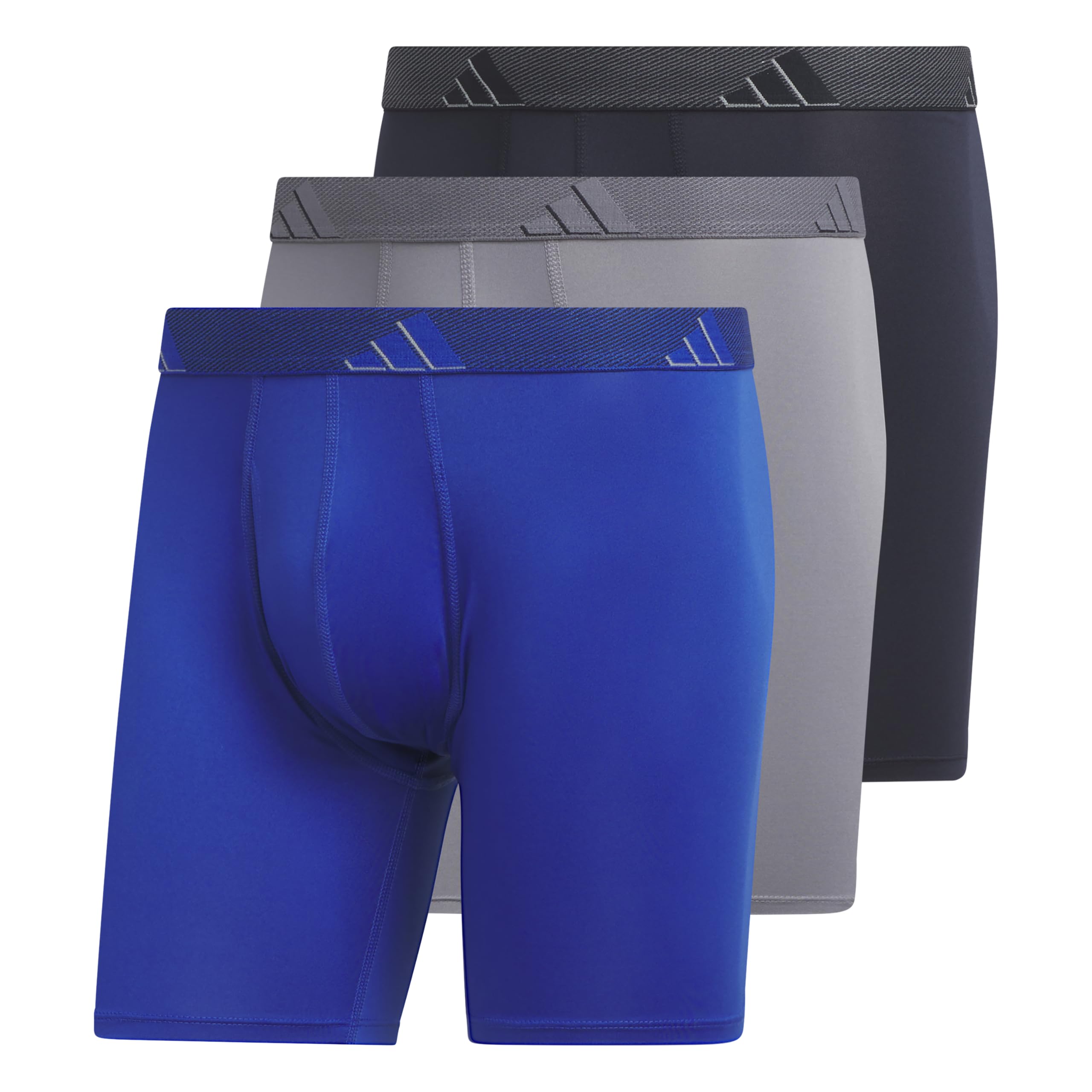 adidas Men's Microfiber Boxer Briefs (3-pack) performance Stretch Moisture-wicking Underwear