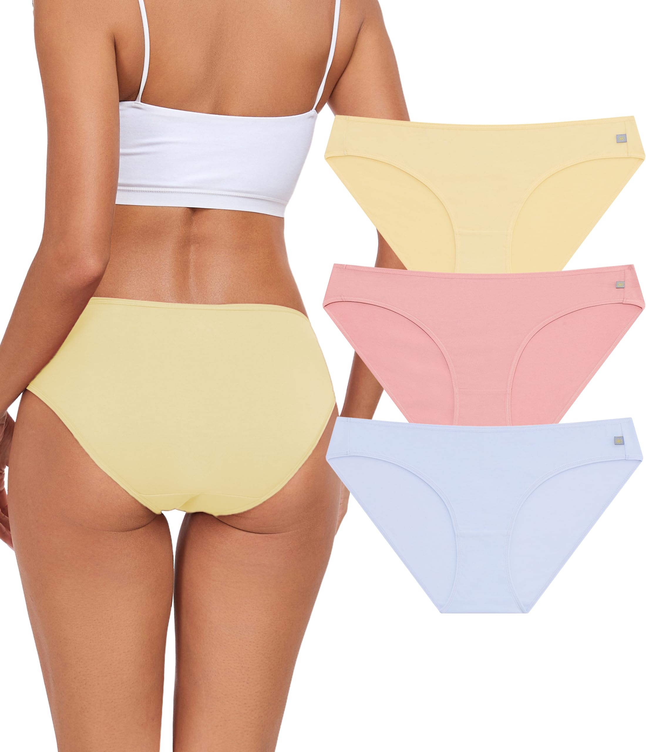 ANLIQI Women's Cotton Modal Ployamide Bikini Panties, Soft Moisture Wicking Hipster Briefs Undies for Ladies Multi-Pack