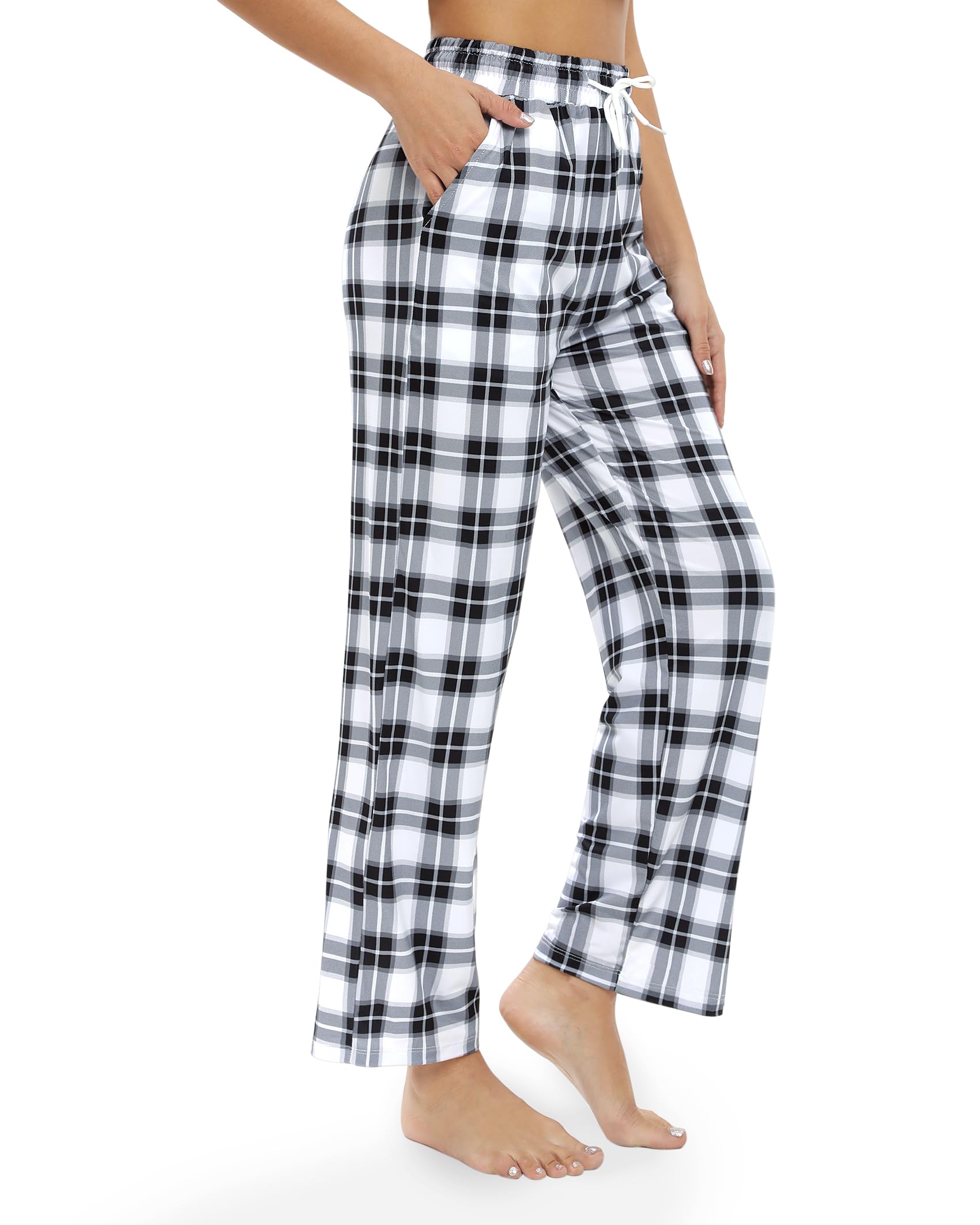 Womens Pajama Pants Plaid Stretch Comfy Lounge Pants Sleep Bottoms Y2K PJ