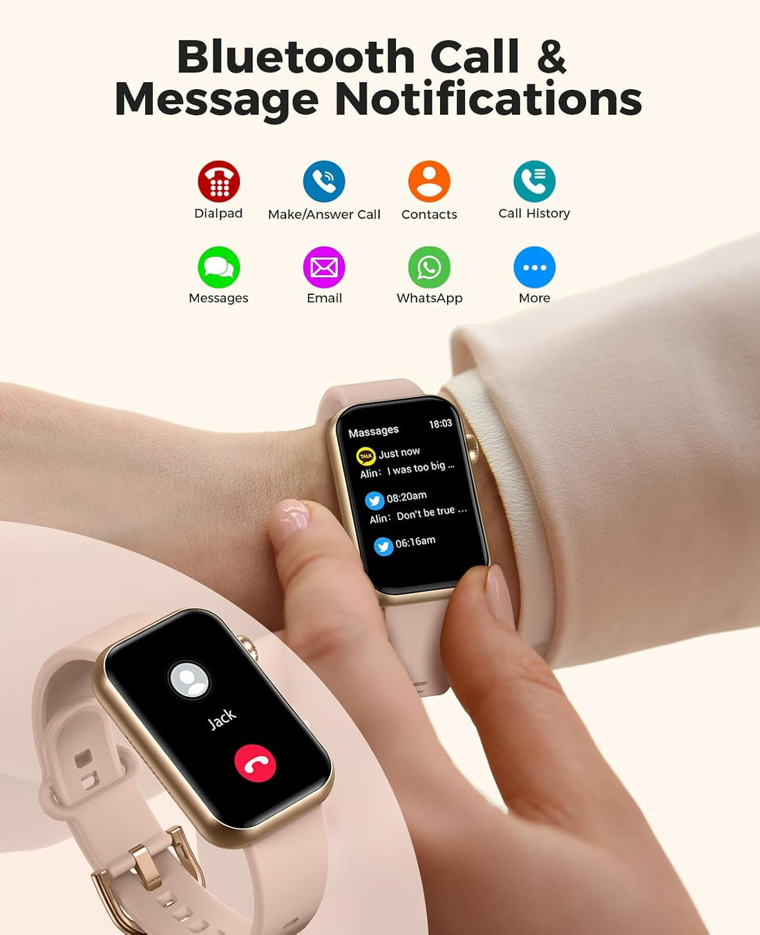 Smart Watch Fitness Tracker, Bluetooth Call, 24/7 Health Monitor for Women