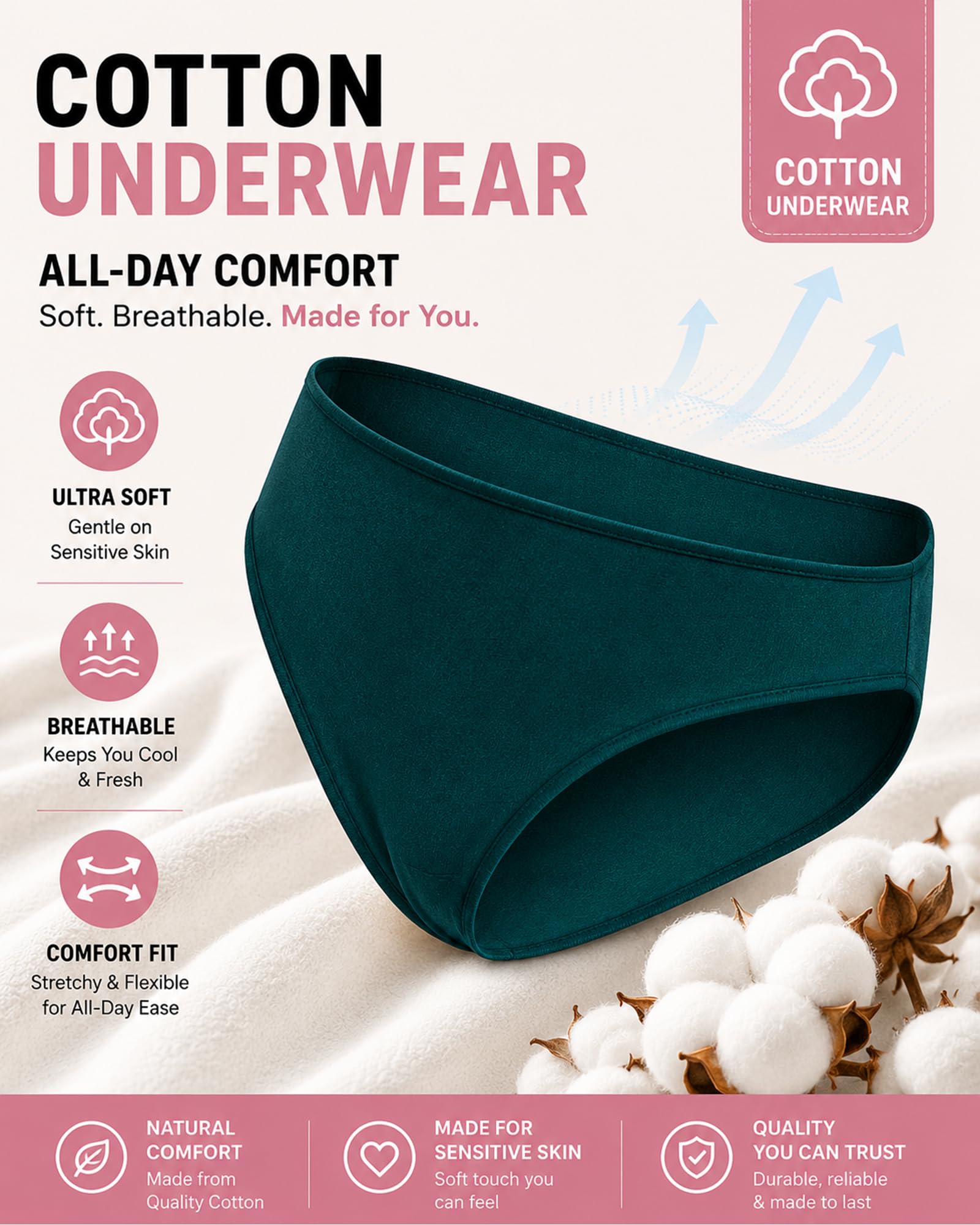 FINETOO Cotton Underwear for Women Sexy Cheeky Bikini Panties Lingerie