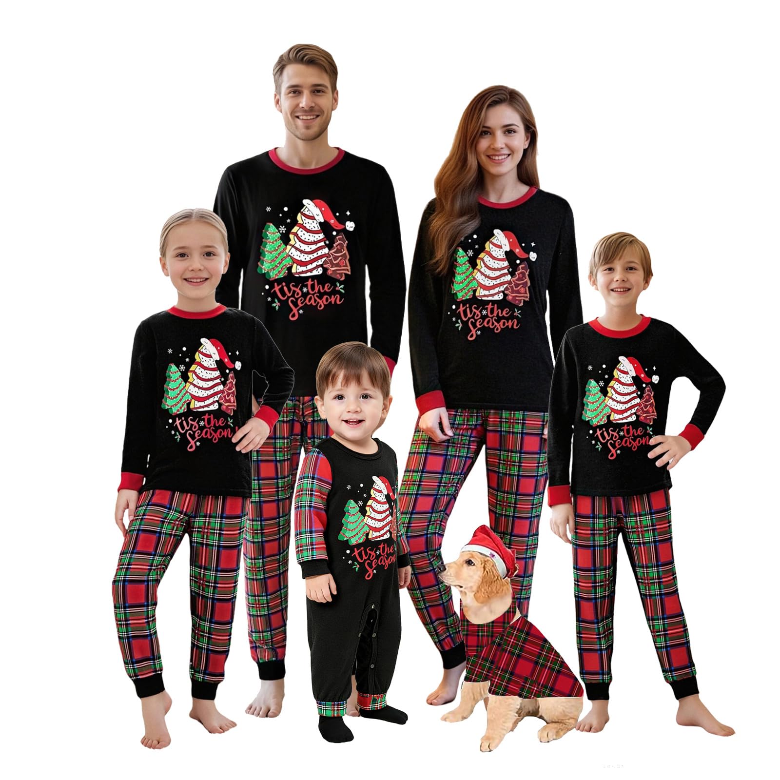 OAKFashion Christmas Family Pajamas Holiday Christma Pajama Family Matching Pjs Set Sleepwear Xmas Jammies