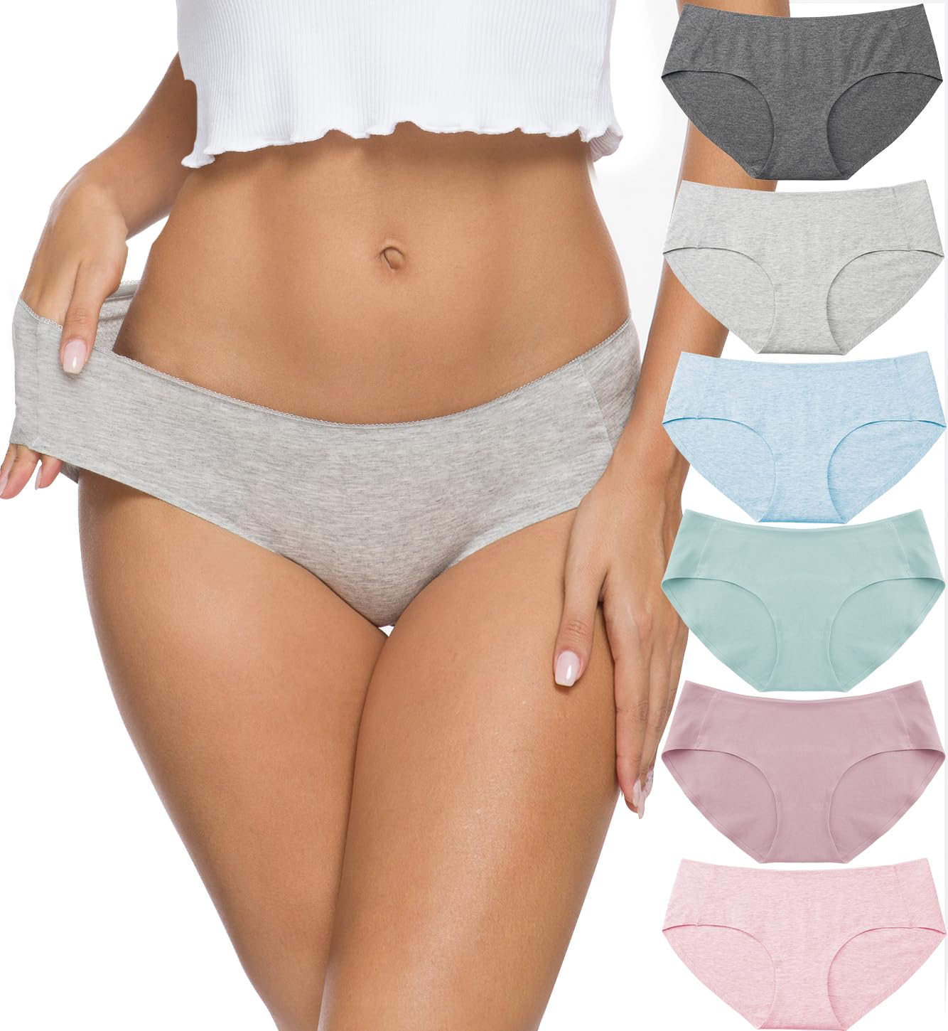 Altheanray Womens Underwear Cotton Underwear for Women Seamless Hipster Bikini Briefs Panties 6 Pack