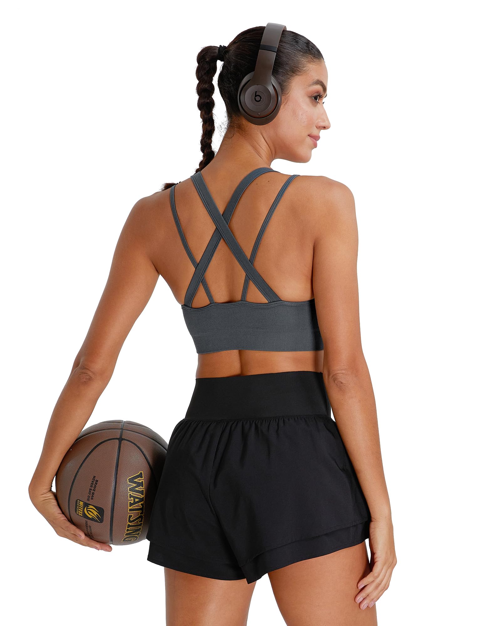 Sports Bras for Women HIigh Support, Criss-Cross Back Padded Strappy High Impact Sports Bras for Women Large Bust