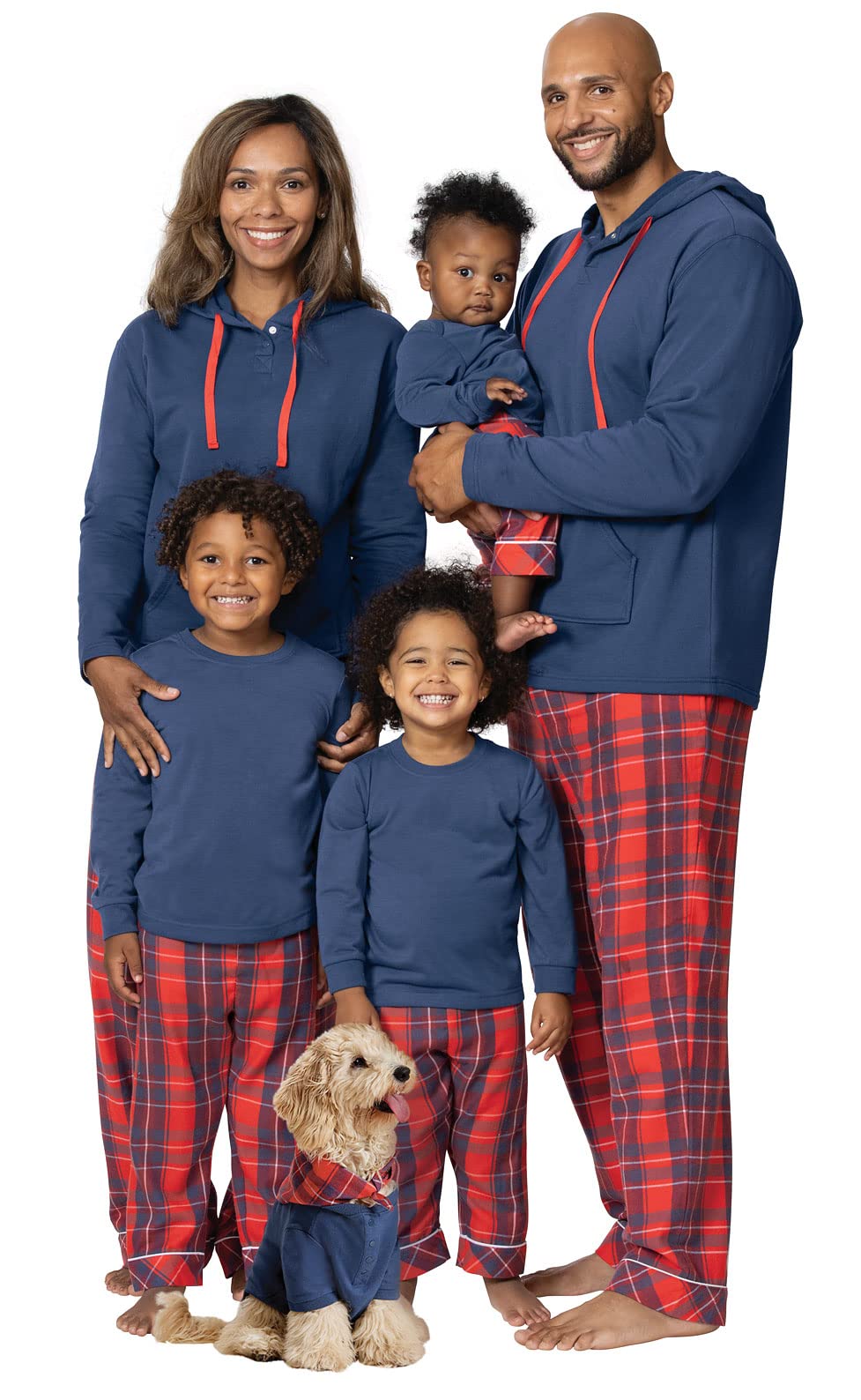 PajamaGram Family Pajamas Matching Sets - Family PJs, Red & Blue Plaid