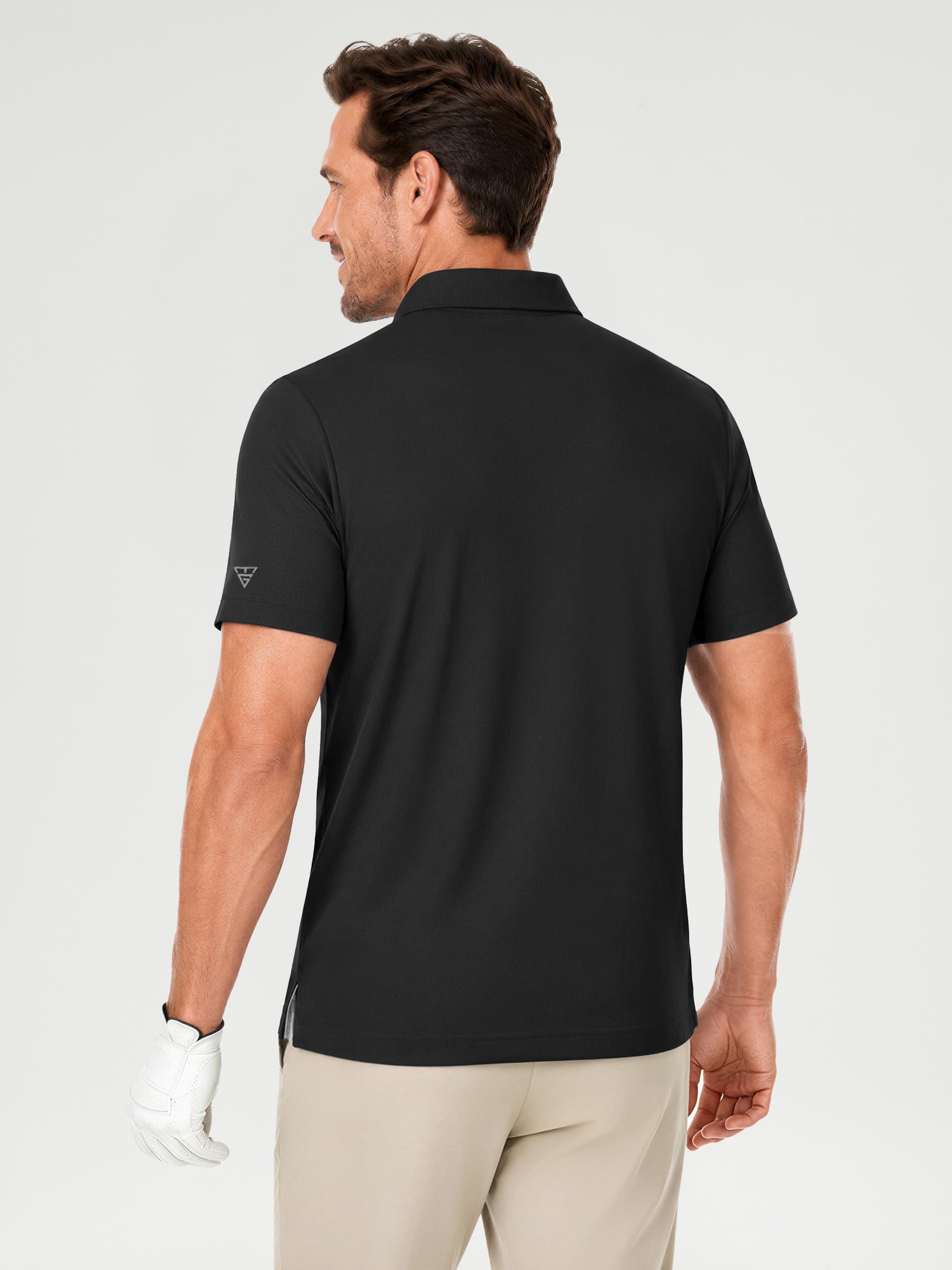 Mens Polo Shirts Short Sleeve Jacquard Casual Nylon Blend Solid Stylish Dry Fit Performance Collared Golf Polo Shirts for Men